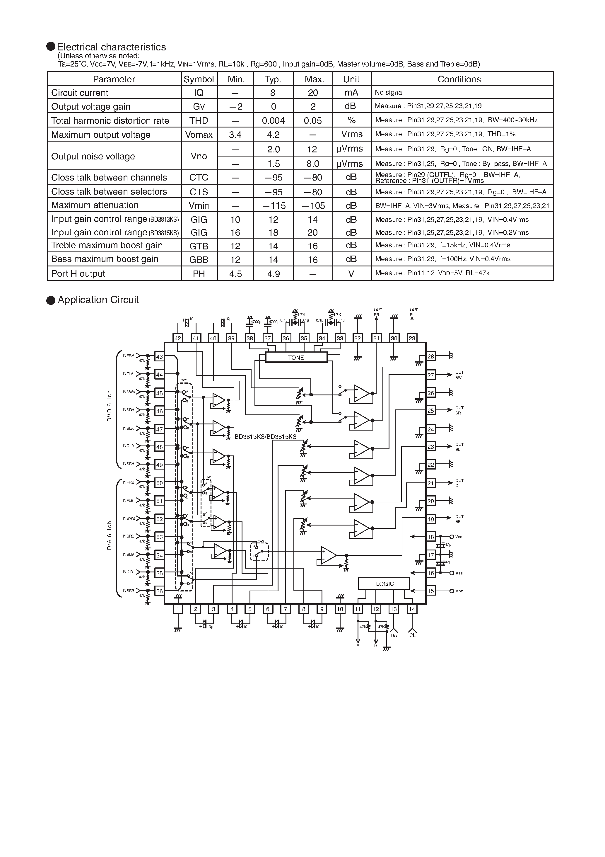 Datasheet BD3813KS - 6-channel volume IC for 6.1-channel page 2