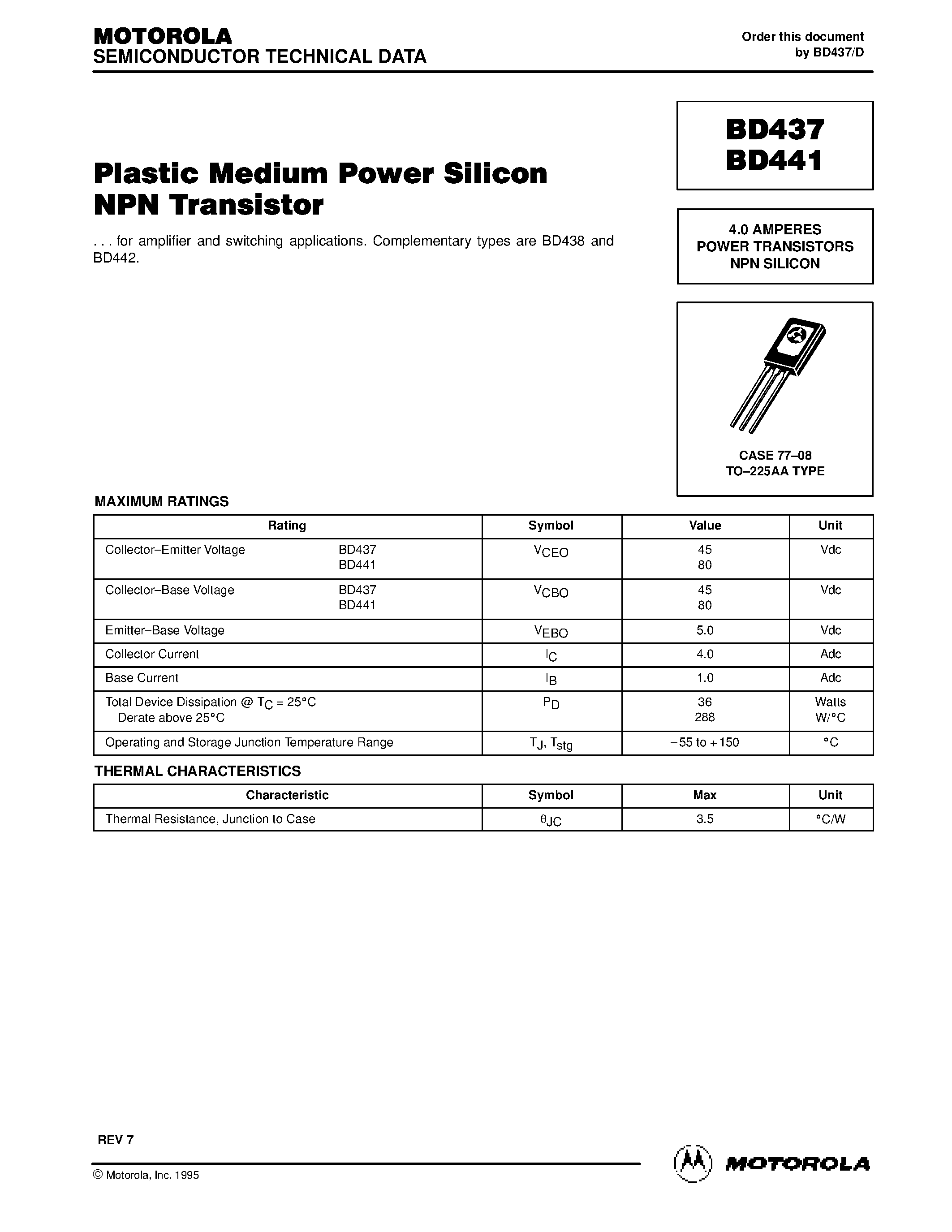 Даташит BD437 - POWER TRANSISTORS NPN SILICON страница 1