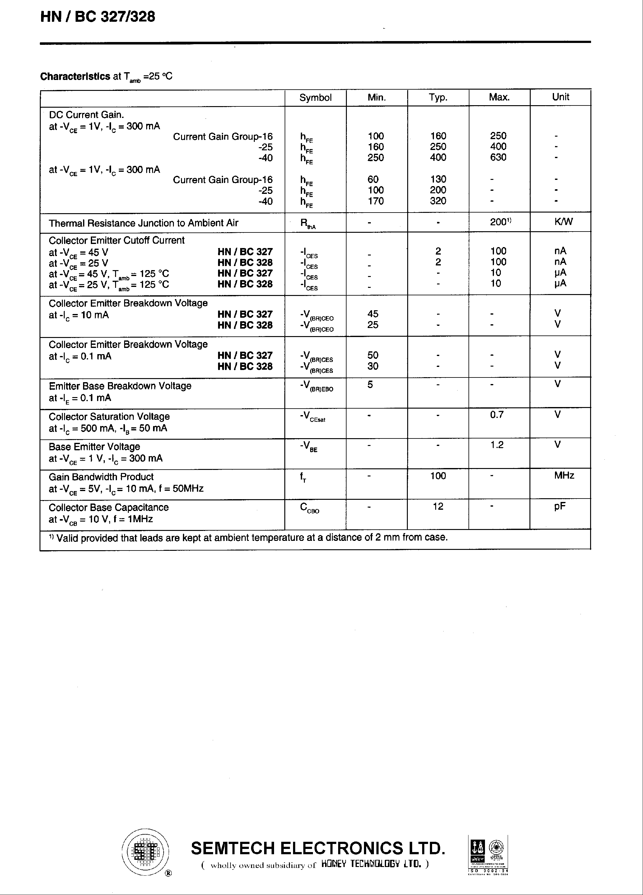 Datasheet BC328 page 2 Datasheet BC328 - Si-Epitaxial PlanarTransistors page 2