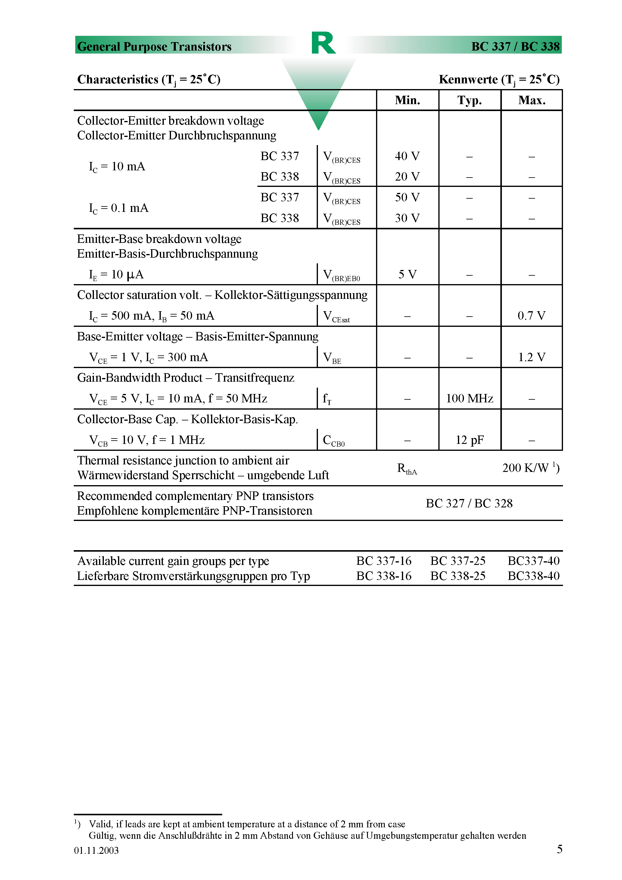 Даташит BC337-40 - NPN general purpose transistor страница 2