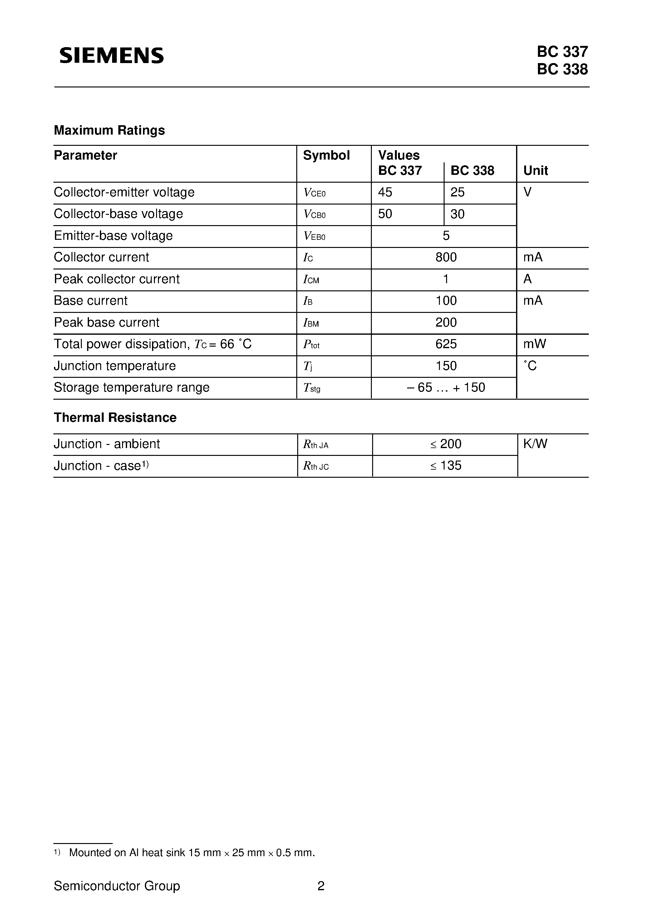 Datasheet BC338-25 - Si-Epitaxial PlanarTransistors page 2
