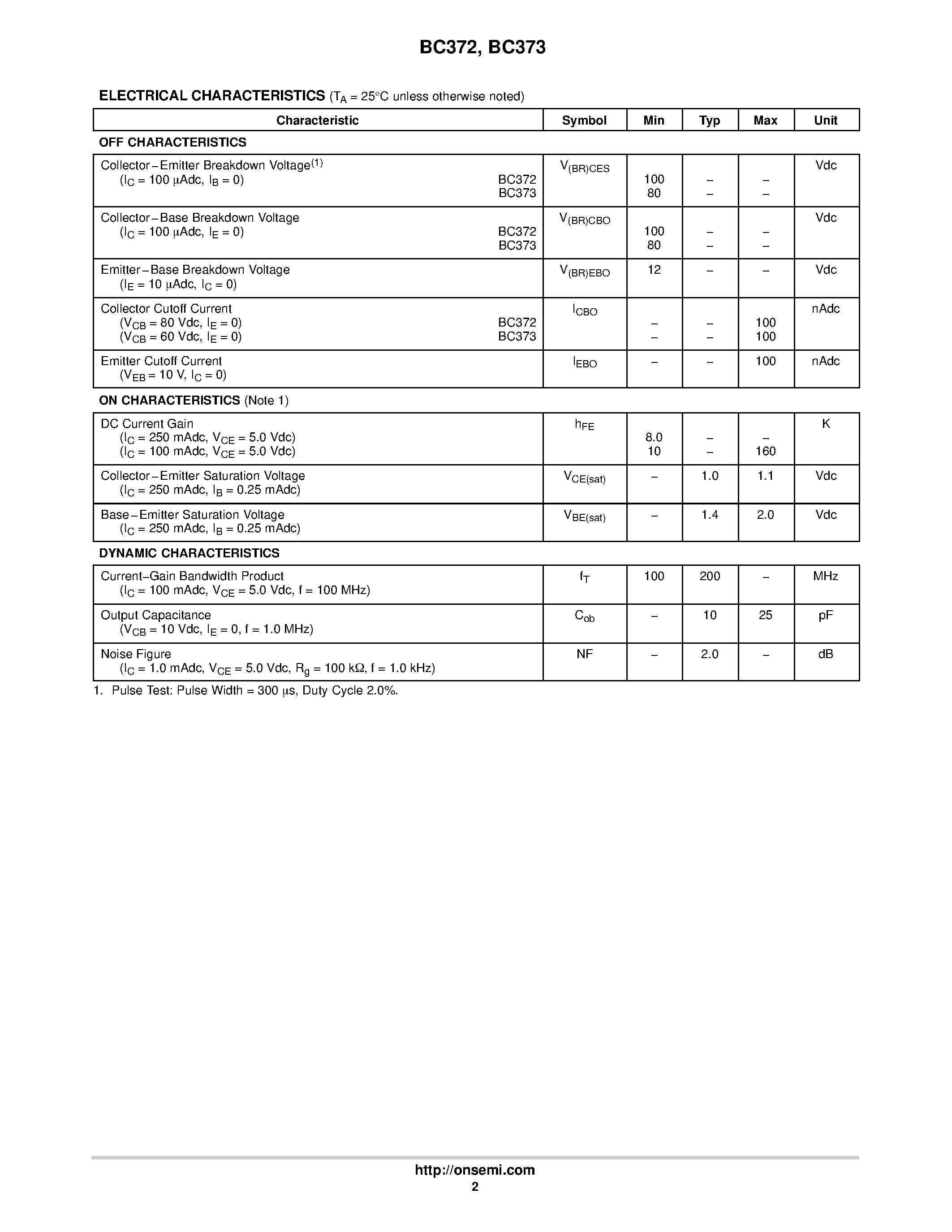 Datasheet BC373 - High Voltage Darlington Transistors(NPN Silicon) page 2