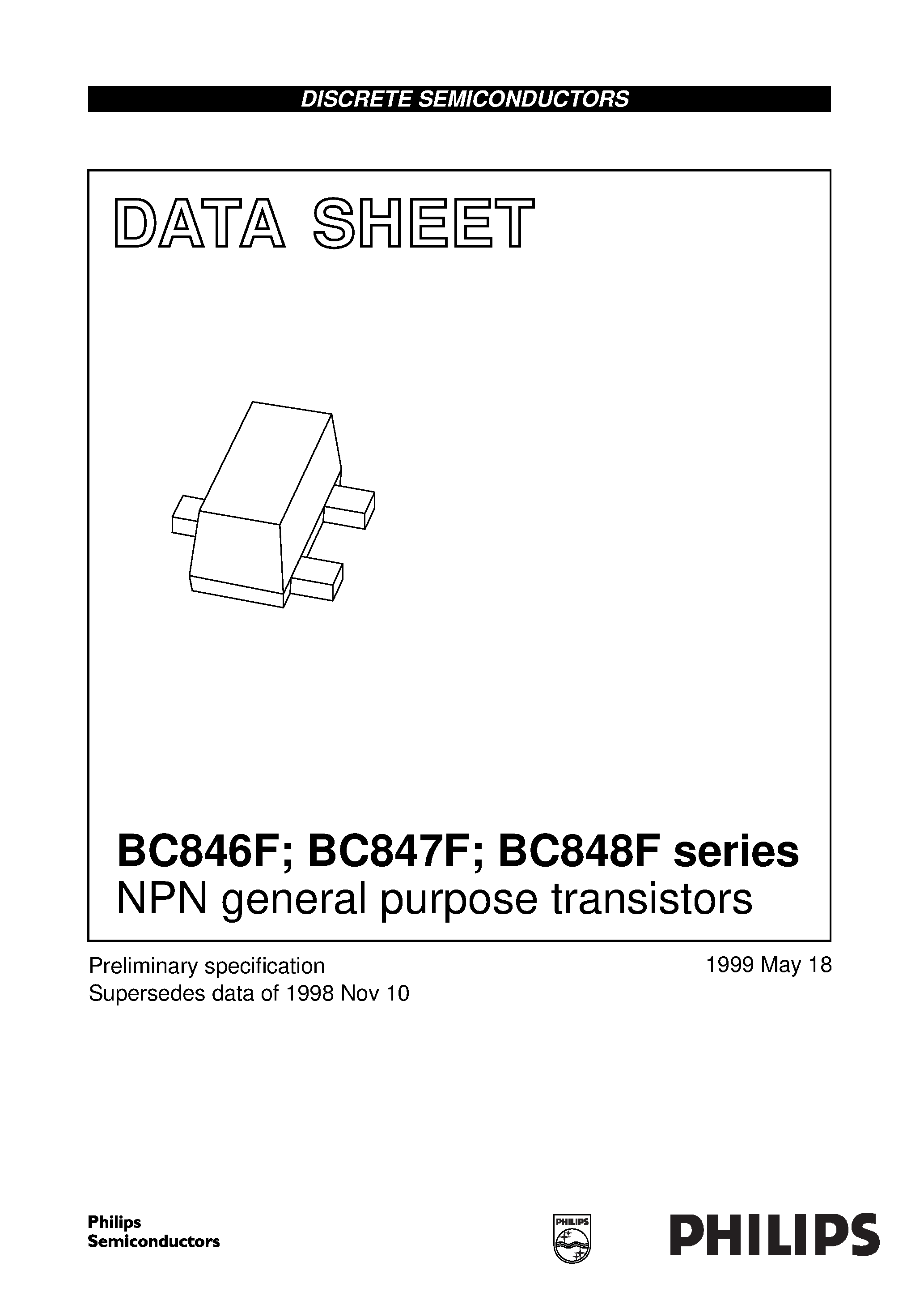 Даташит BC846F - NPN general purpose transistors страница 1
