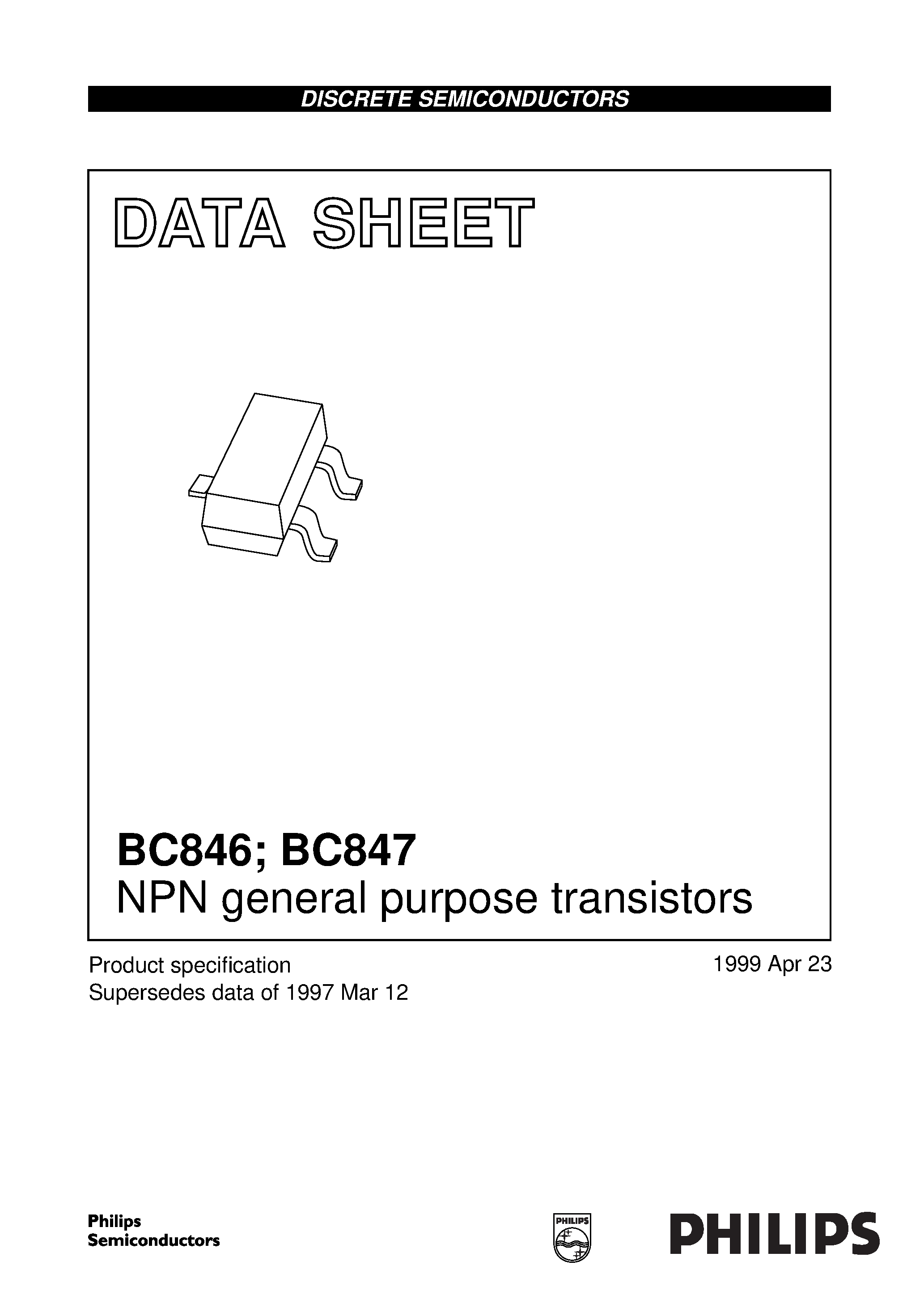 Даташит BC847C - NPN general purpose transistors страница 1