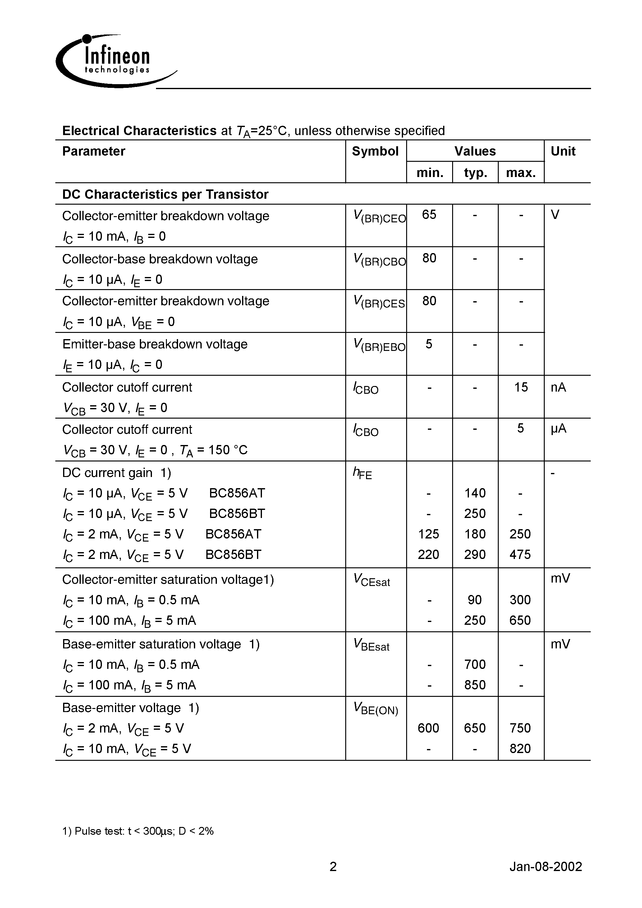 Даташит BC856T - NPN Silicon AF Transistors страница 2