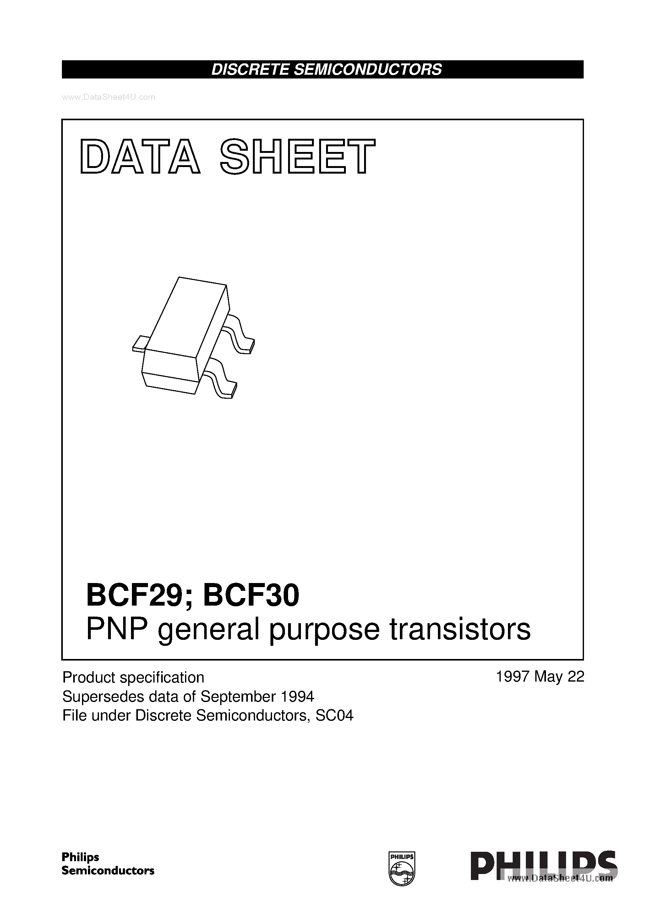 Даташит BCF30 - PNP general purpose transistors страница 1