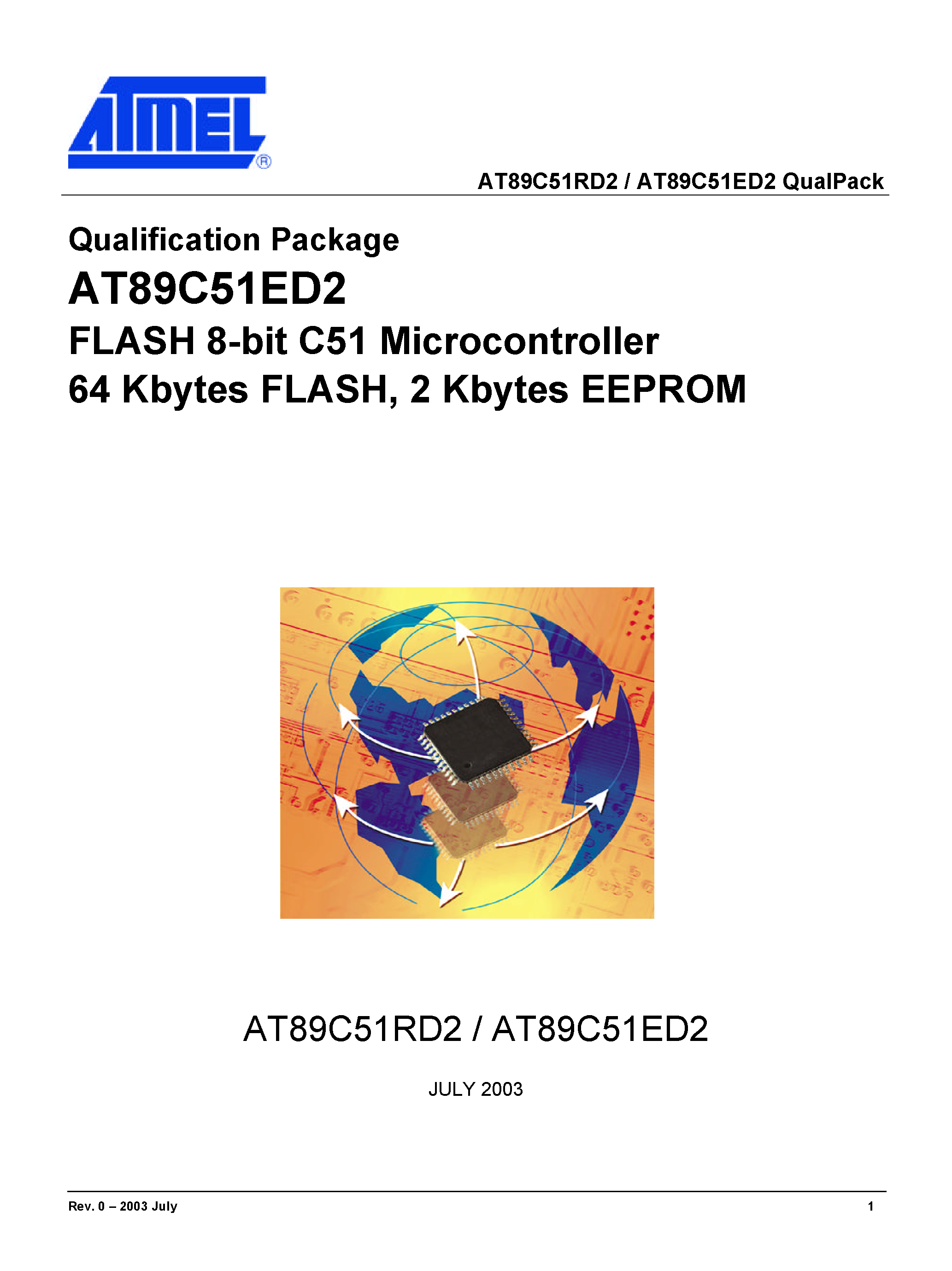 Datasheet AT89C51RD2 page 1 Datasheet AT89C51RD2 - 8-bit Flash Microcontroller page 1