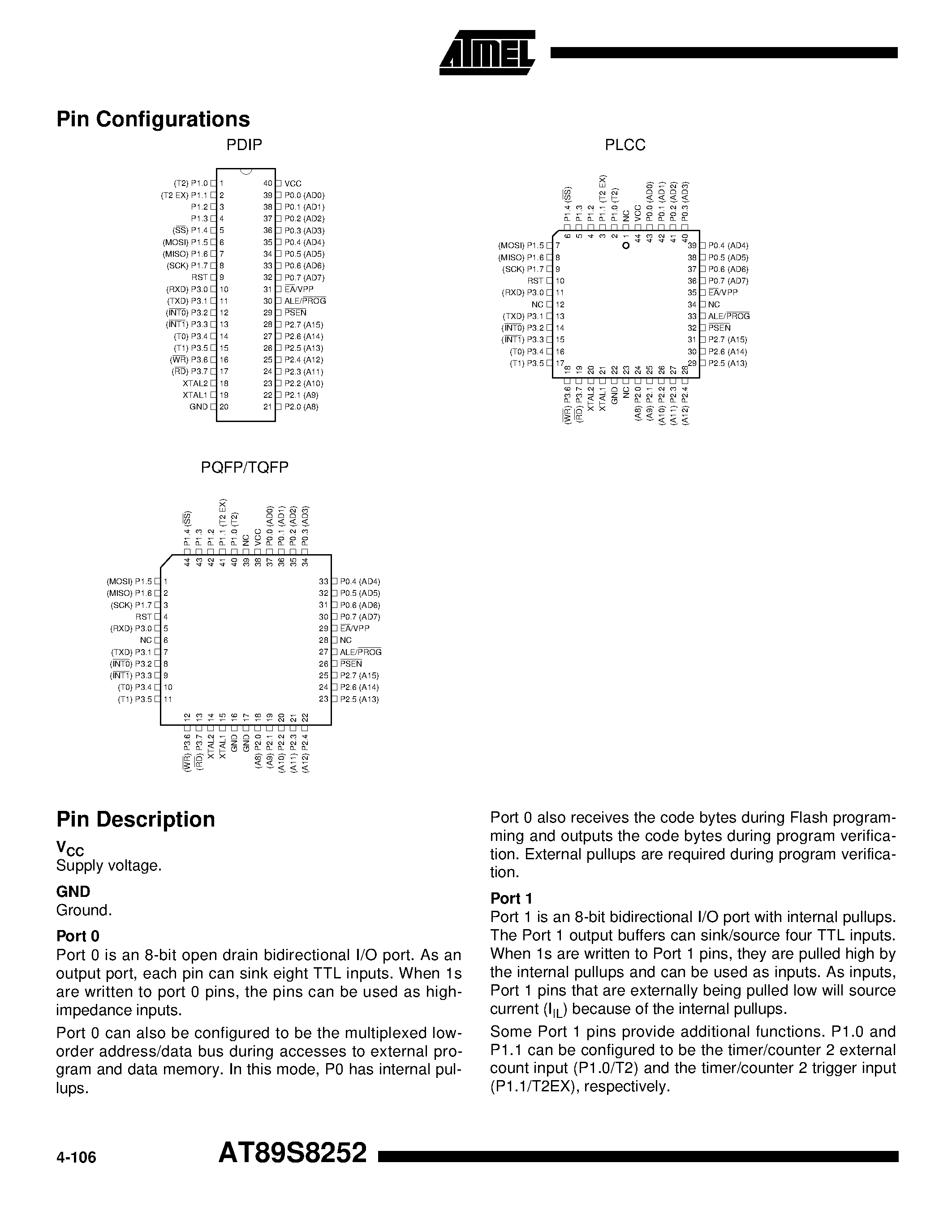 Datasheet AT89S8252-33PC - 8-Bit Microcontroller with 8K Bytes Flash page 2