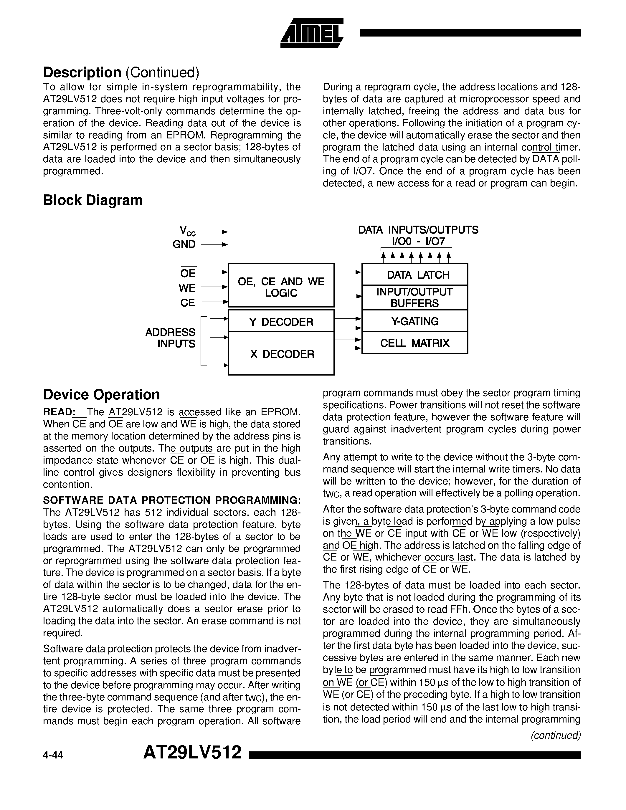 Datasheet AT29LV512-25TI page 2 Datasheet AT29LV512-25TI - 512K 64K x 8 3-volt Only CMOS Flash Memory page 2