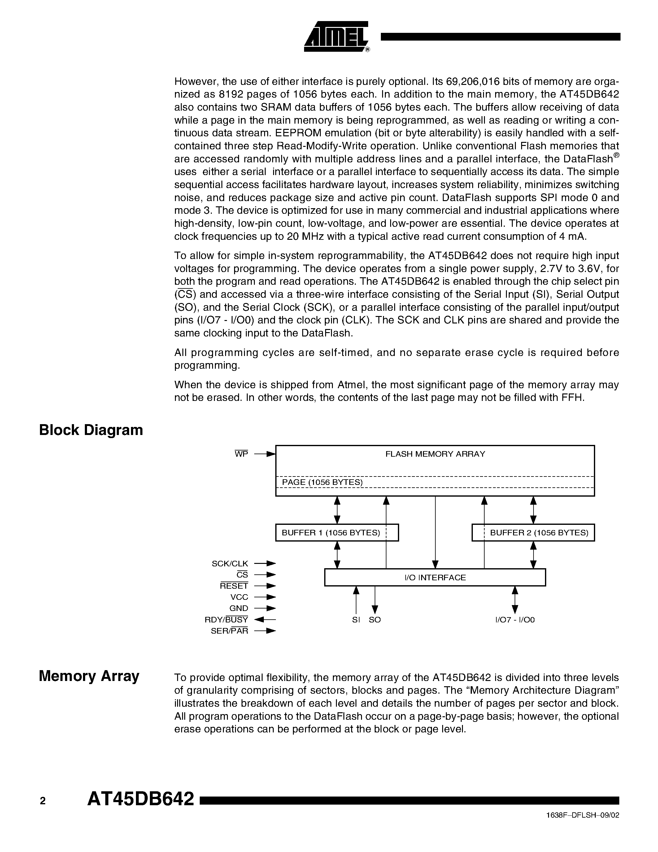 Datasheet AT45DB642-TC - 64-megabit 2.7-volt Only Dual-interface DataFlash page 2
