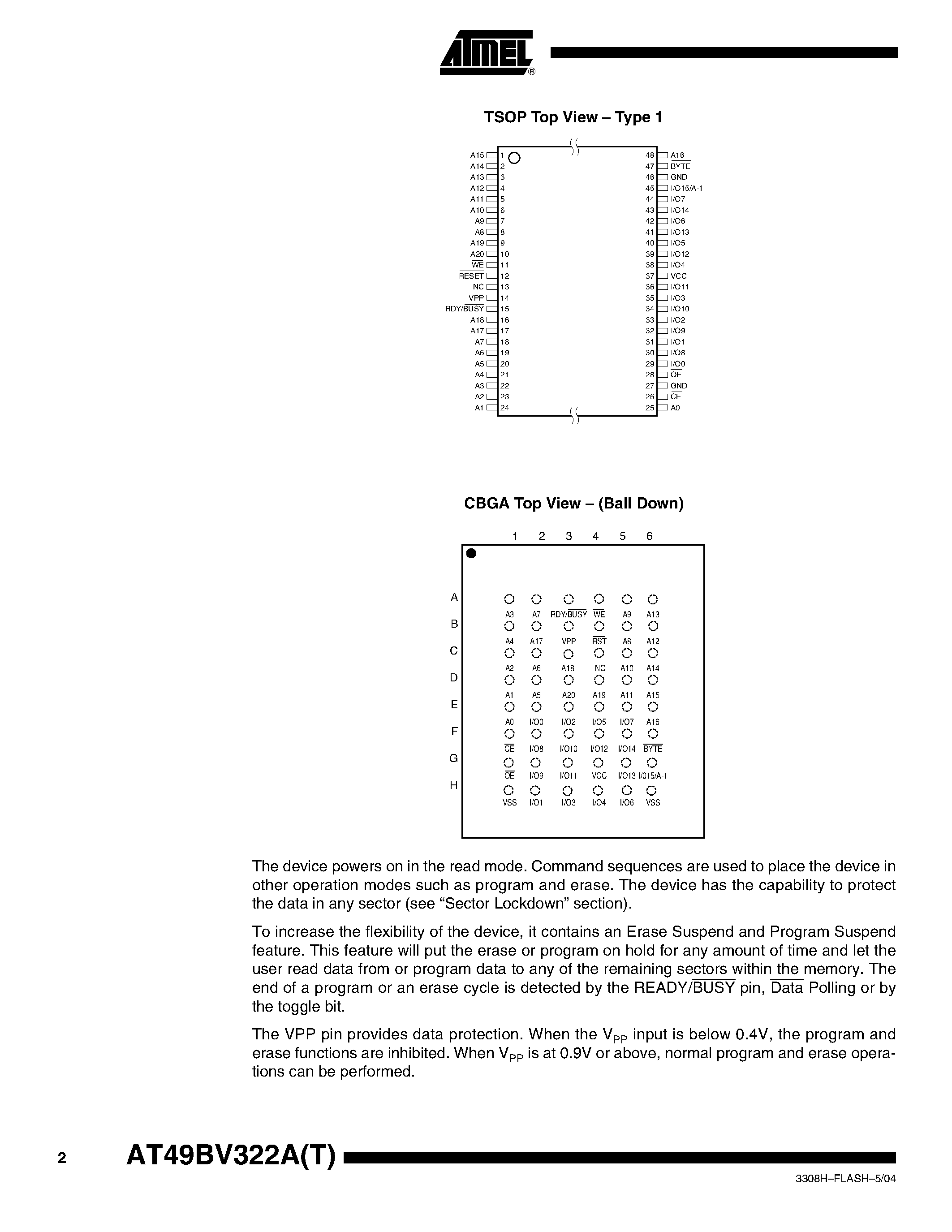 Datasheet AT49BV322AT-70CI - 32-megabit (2M x 16/4M x 8) 3-volt Only Flash Memory page 2