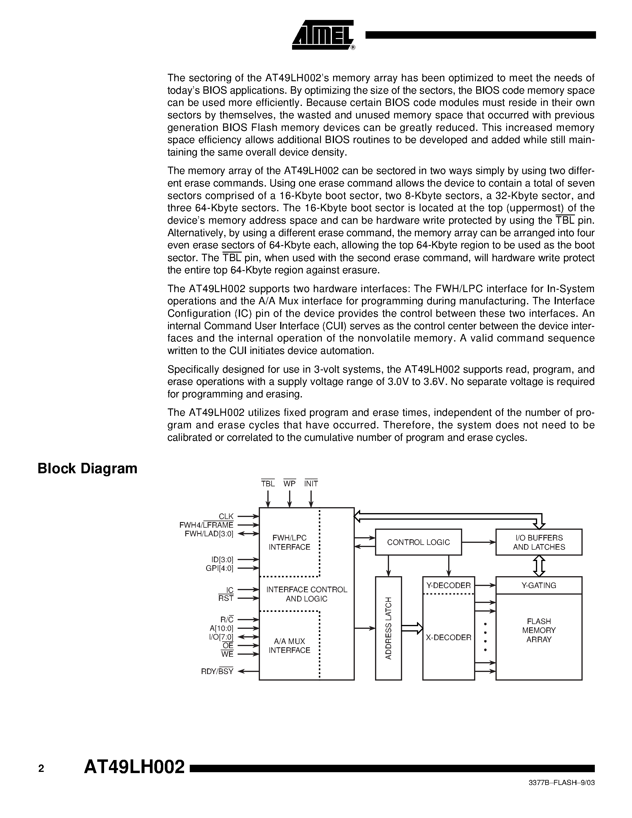 Datasheet AT49LH004-33JC - 4-megabit Firmware Hub and Low-Pin Count Flash Memory page 2