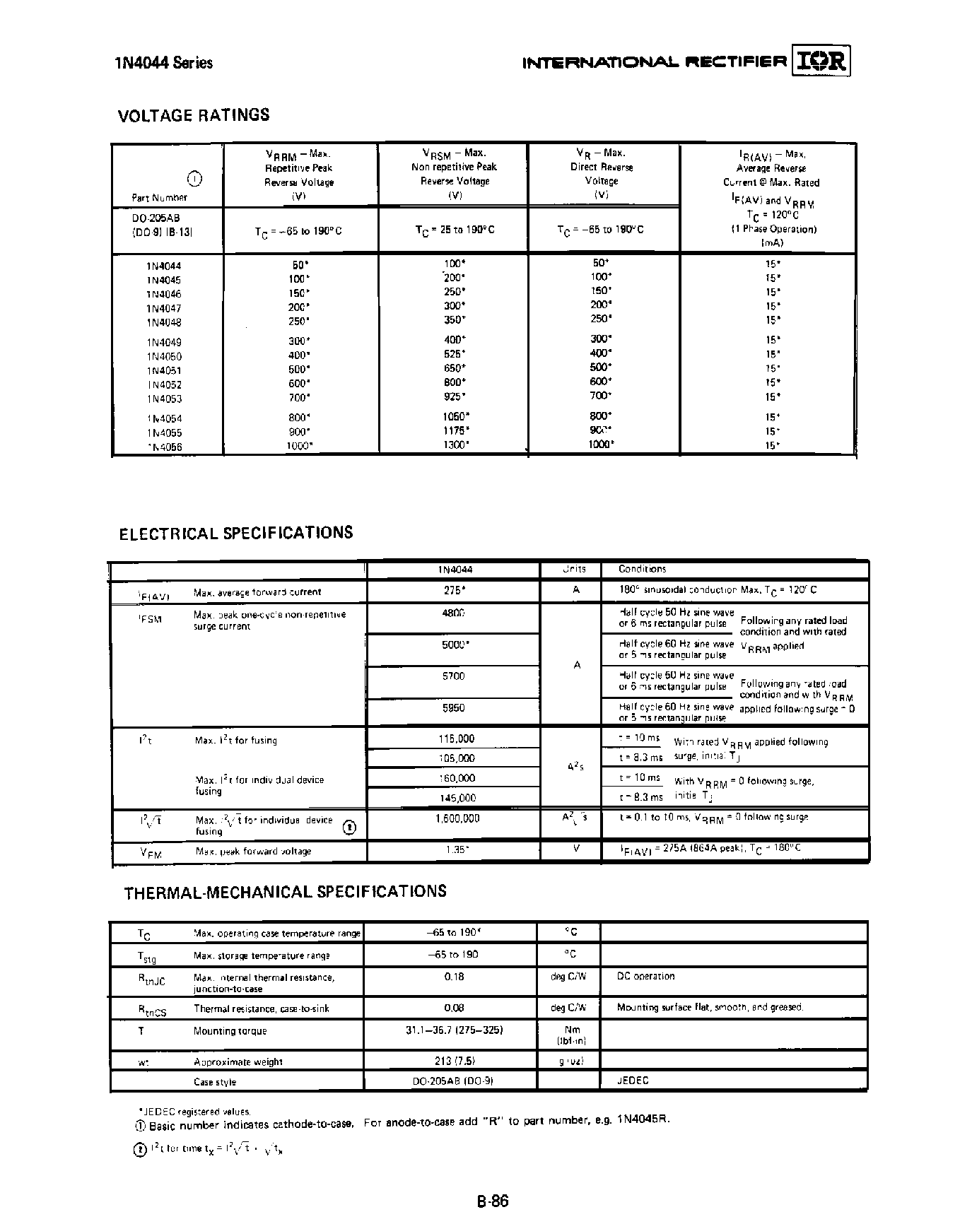 Datasheet 1N4049 page 2 Datasheet 1N4049 - 275 Amp Avg Power Silicon Rectifier Diodes page 2