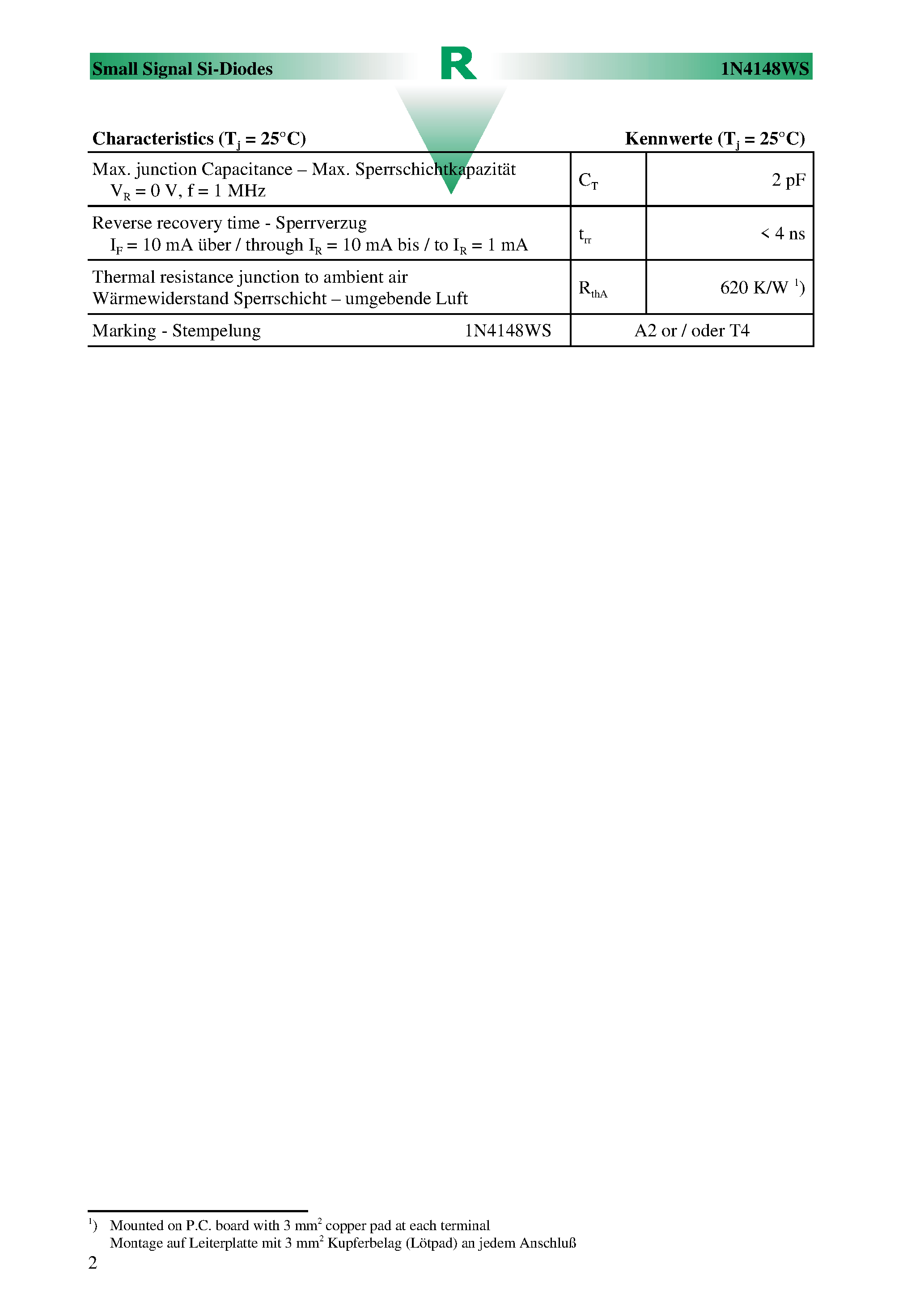 Datasheet 1N4148WS - Surface mount Small Signal Diodes page 2