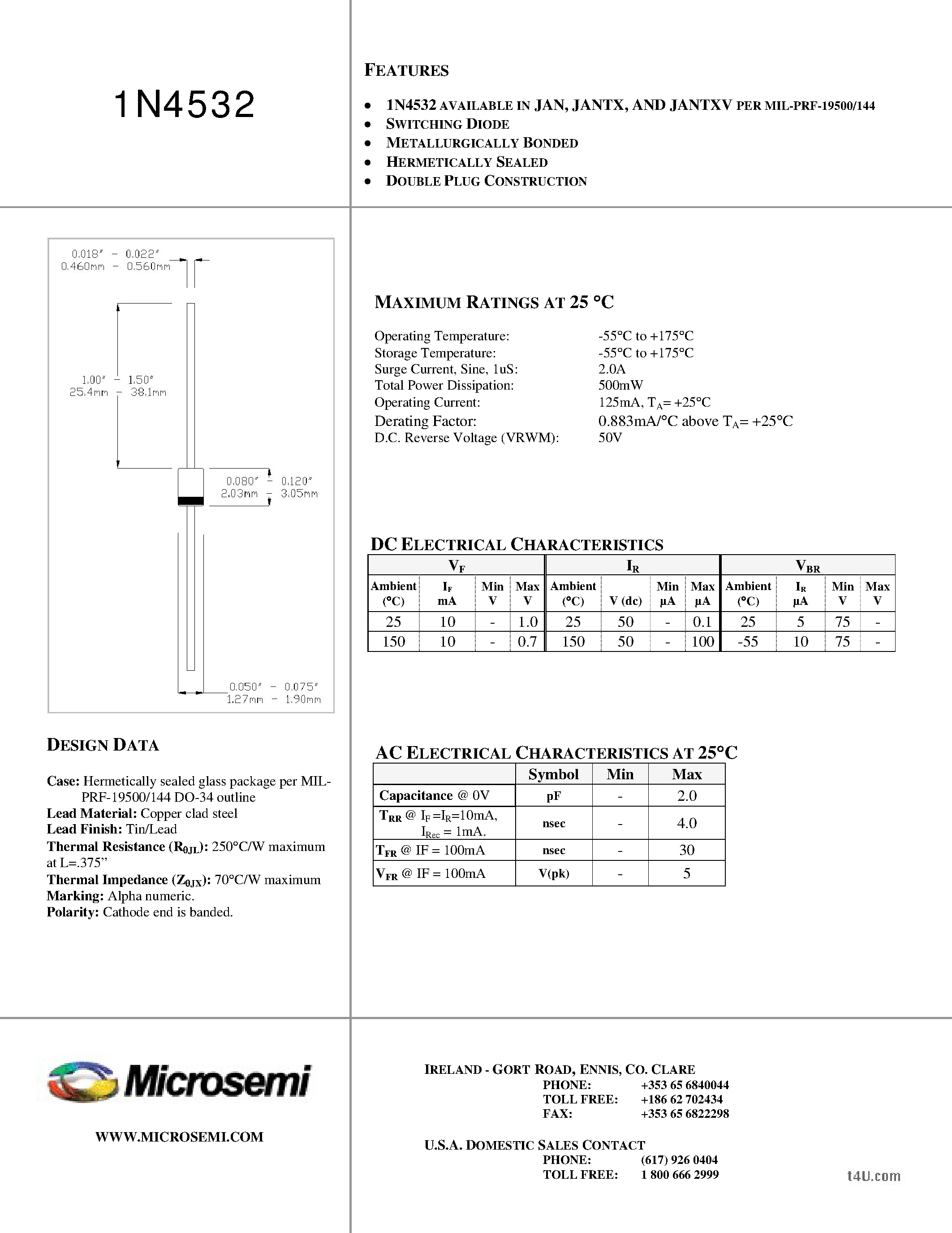 Datasheet 1N4532 - COMPUTER DIODE Switching page 1