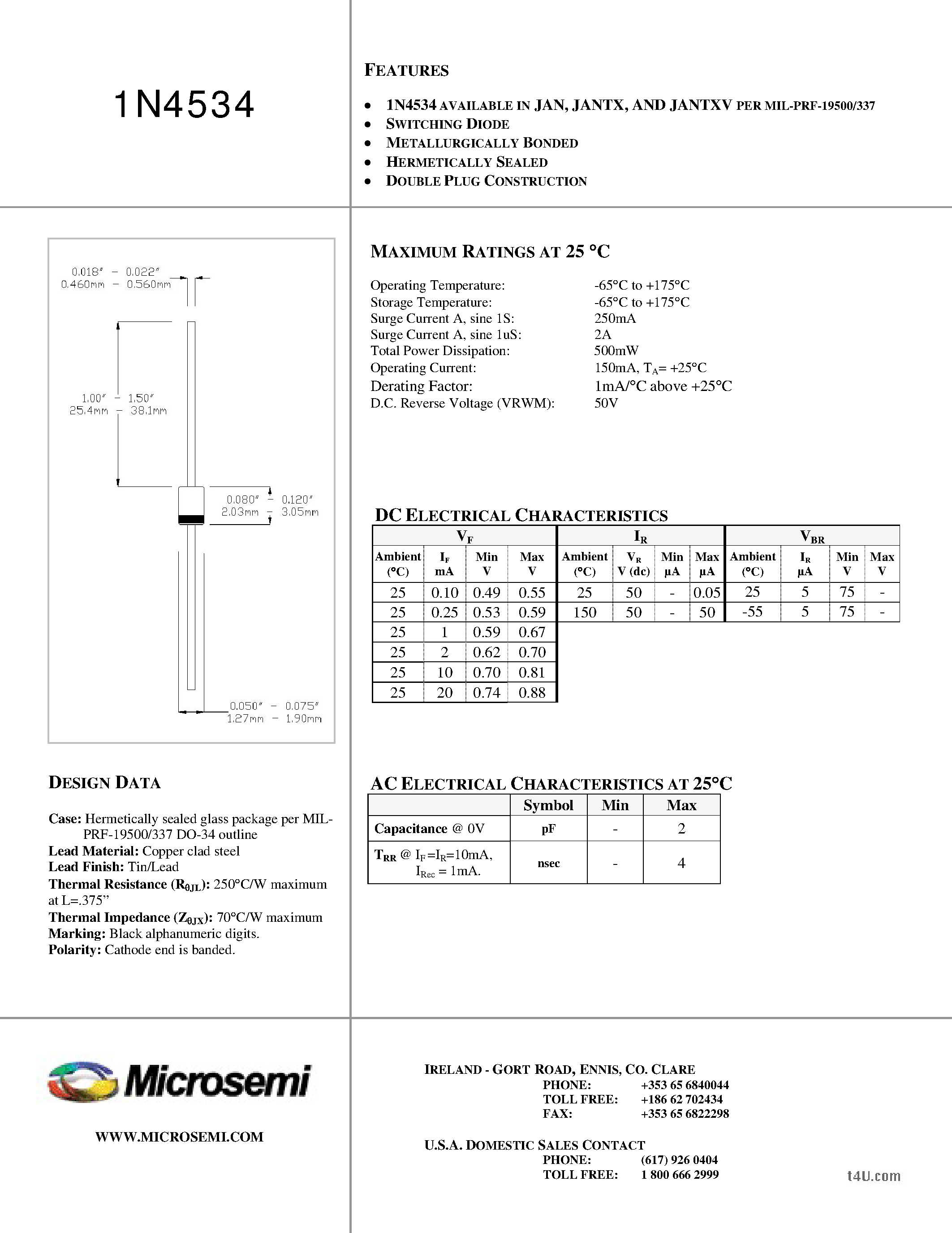 Datasheet 1N4534 - COMPUTER DIODE Switching page 1
