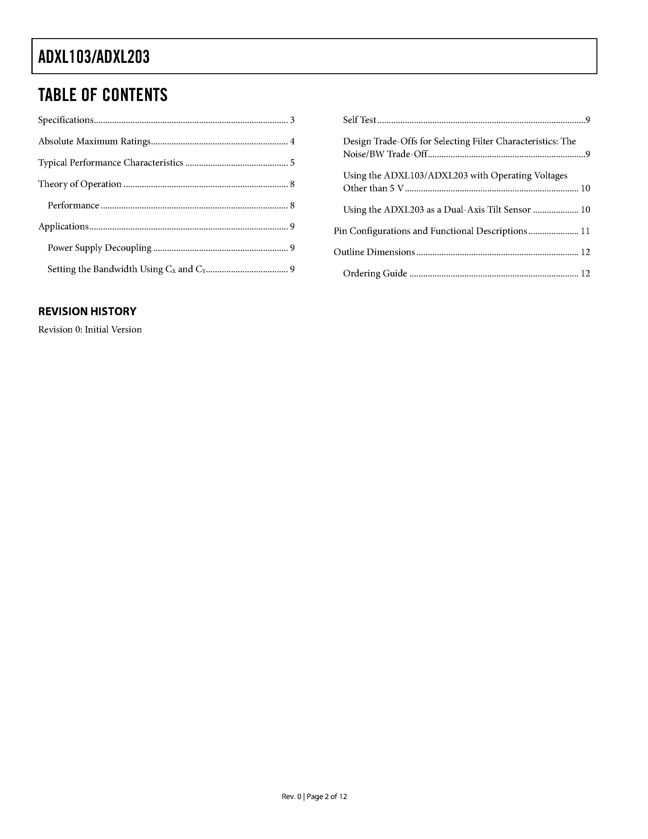 Datasheet ADXL103CE1 - Precision 1.7 g Single/Dual Axis Accelerometer page 2