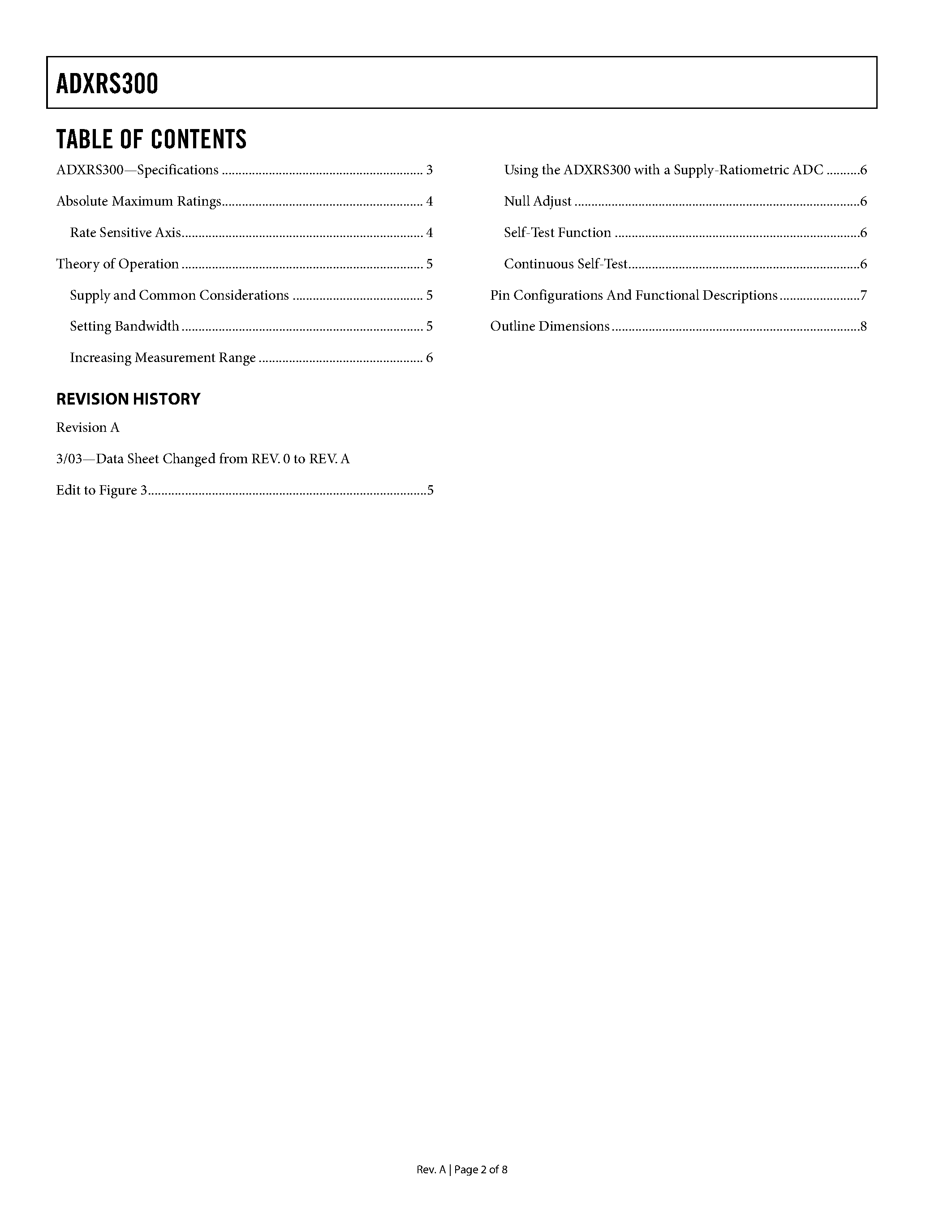 Datasheet ADXRS300ABG-Reel - 300/s Single Chip Yaw Rate Gyro with Signal Conditioning page 2