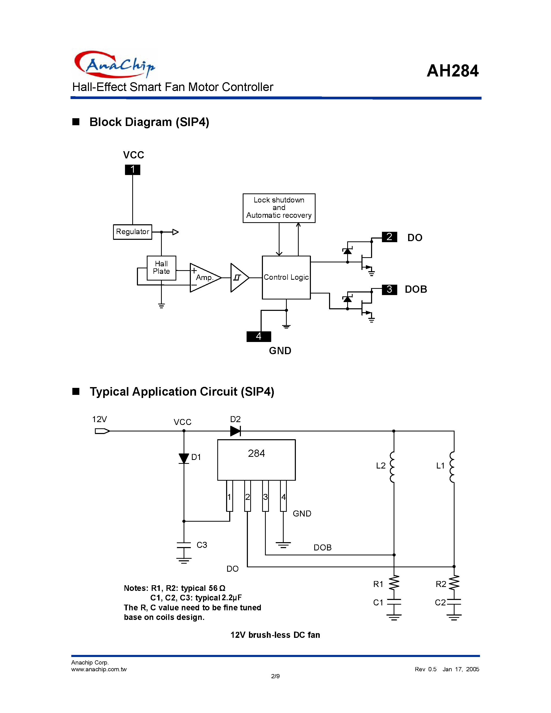 Datasheet AH284 - Hall-Effect Smart Fan Motor Controller page 2