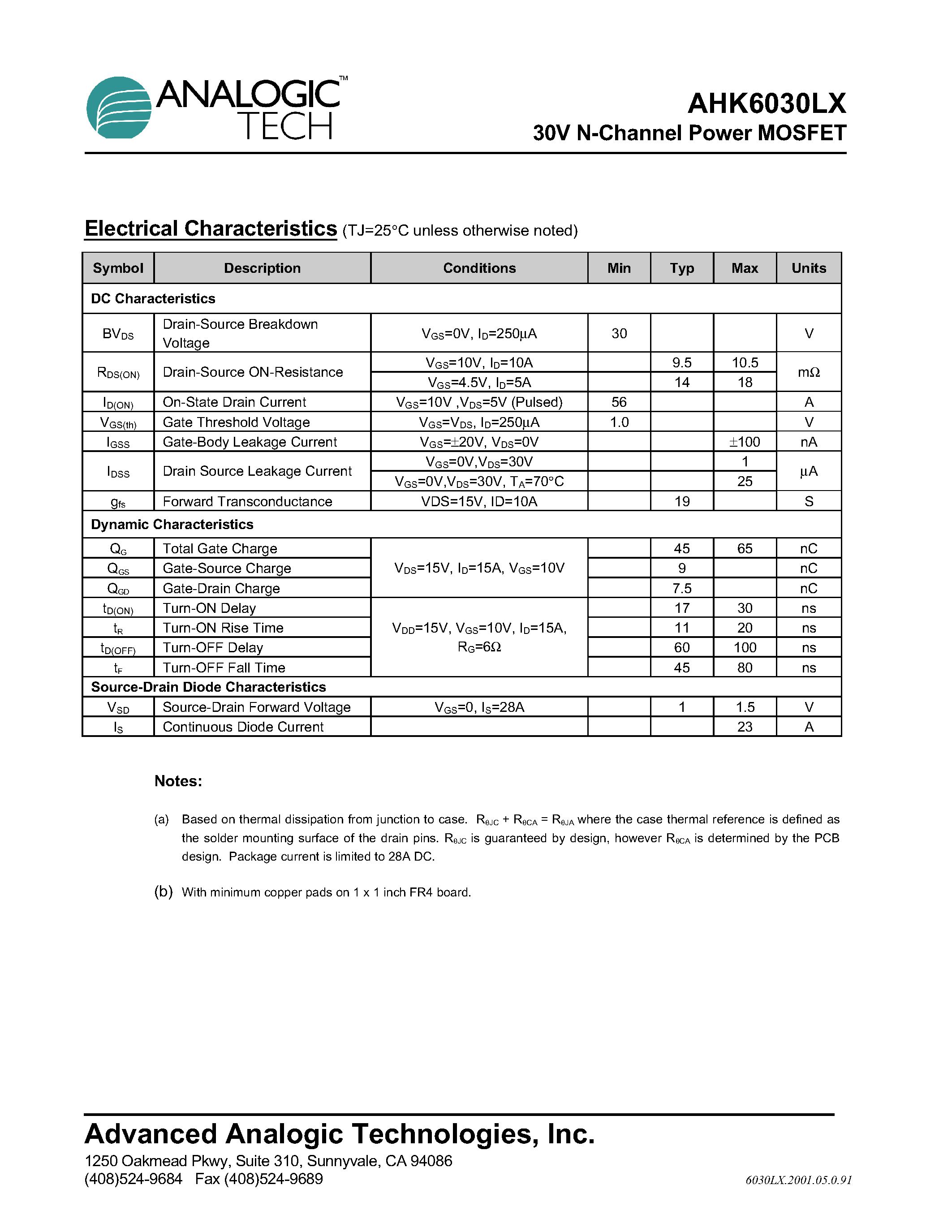 Datasheet AHK6030LXINY-T1 - 30V N-Channel Power MOSFET page 2