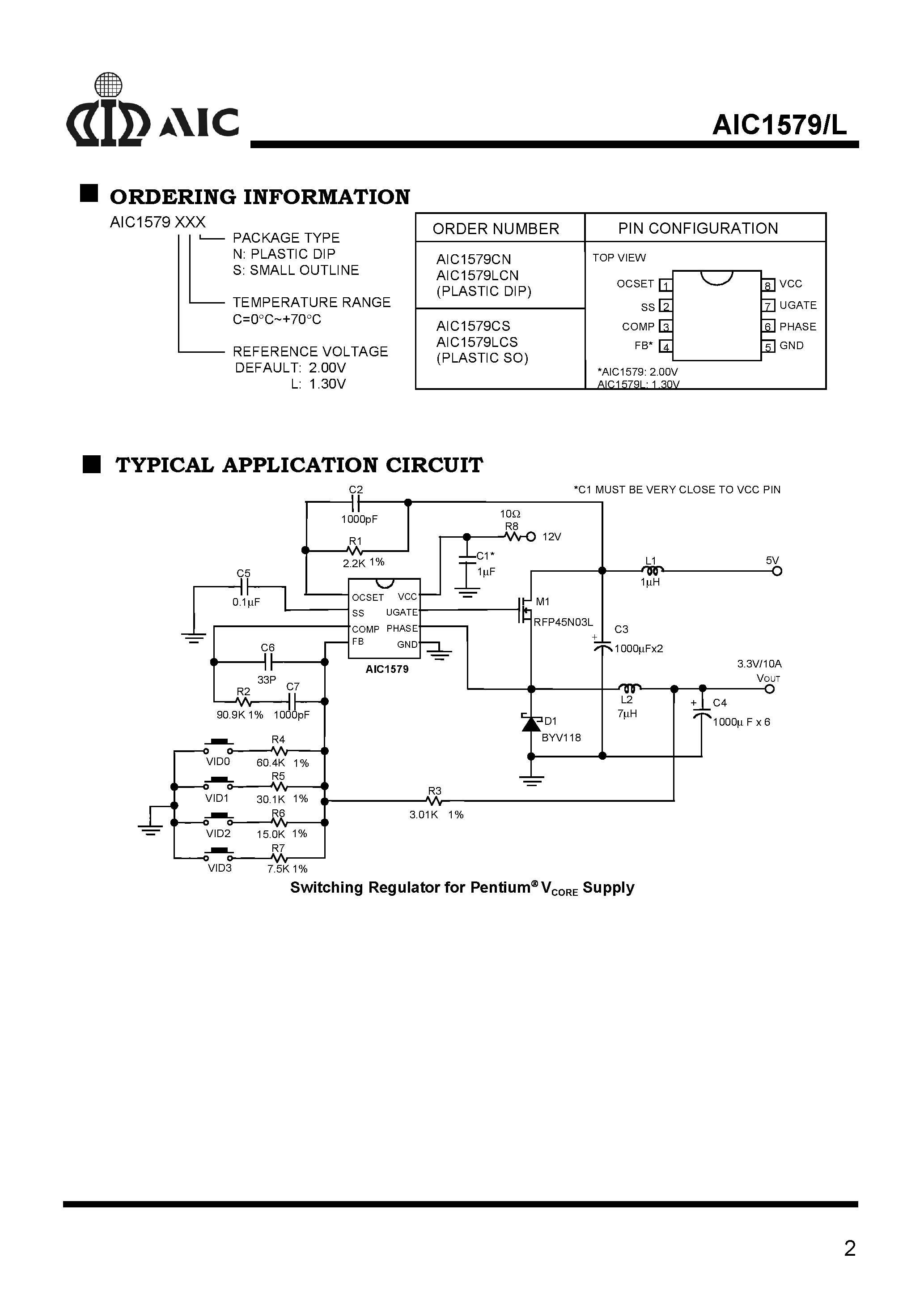 Даташит на микросхему AIC1579LCN страница 2 Даташит AIC1579LCN - Step-Down Switching Regulator Controller страница 2