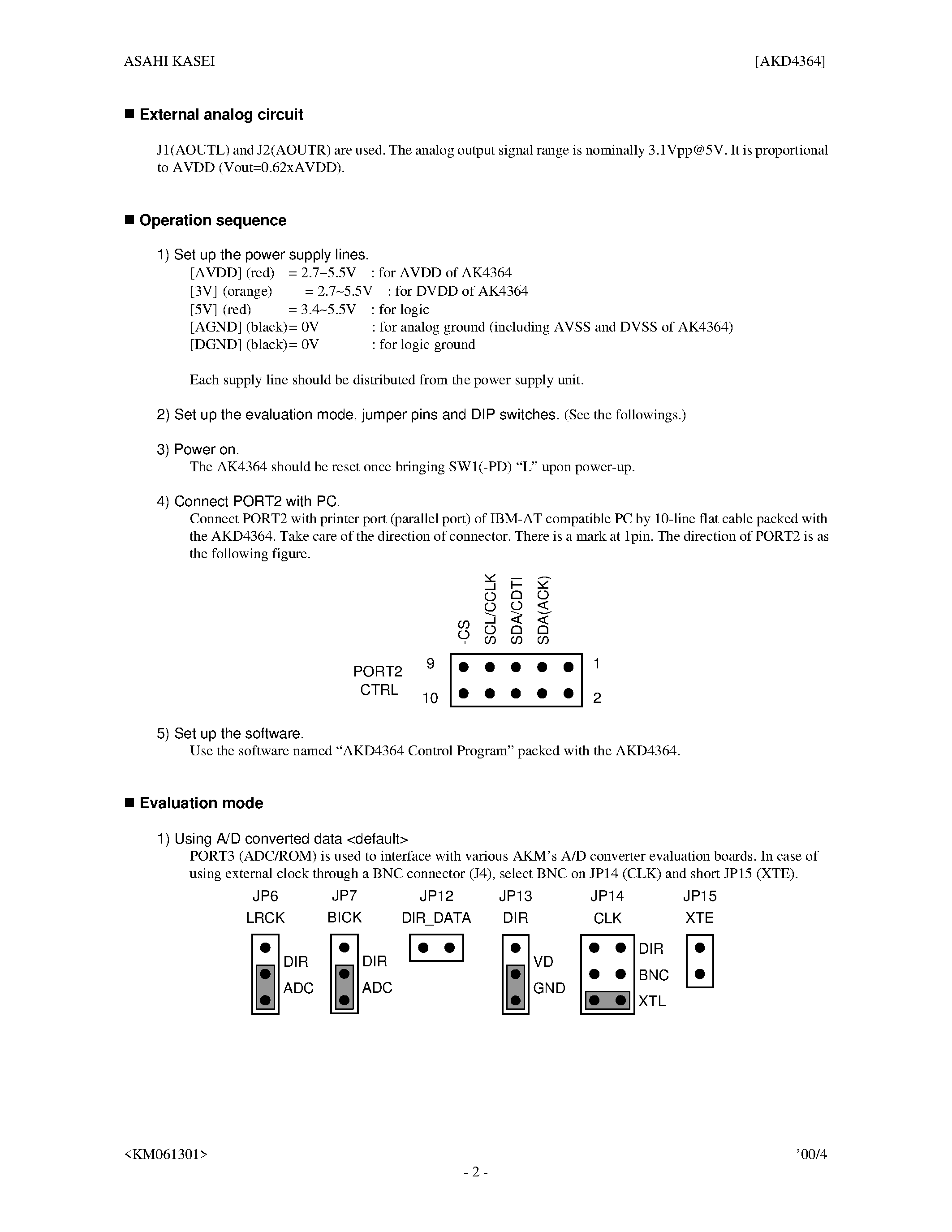 Datasheet AKD4364 - 96kHz 24BIT DAC WITH PLL AND DIT page 2