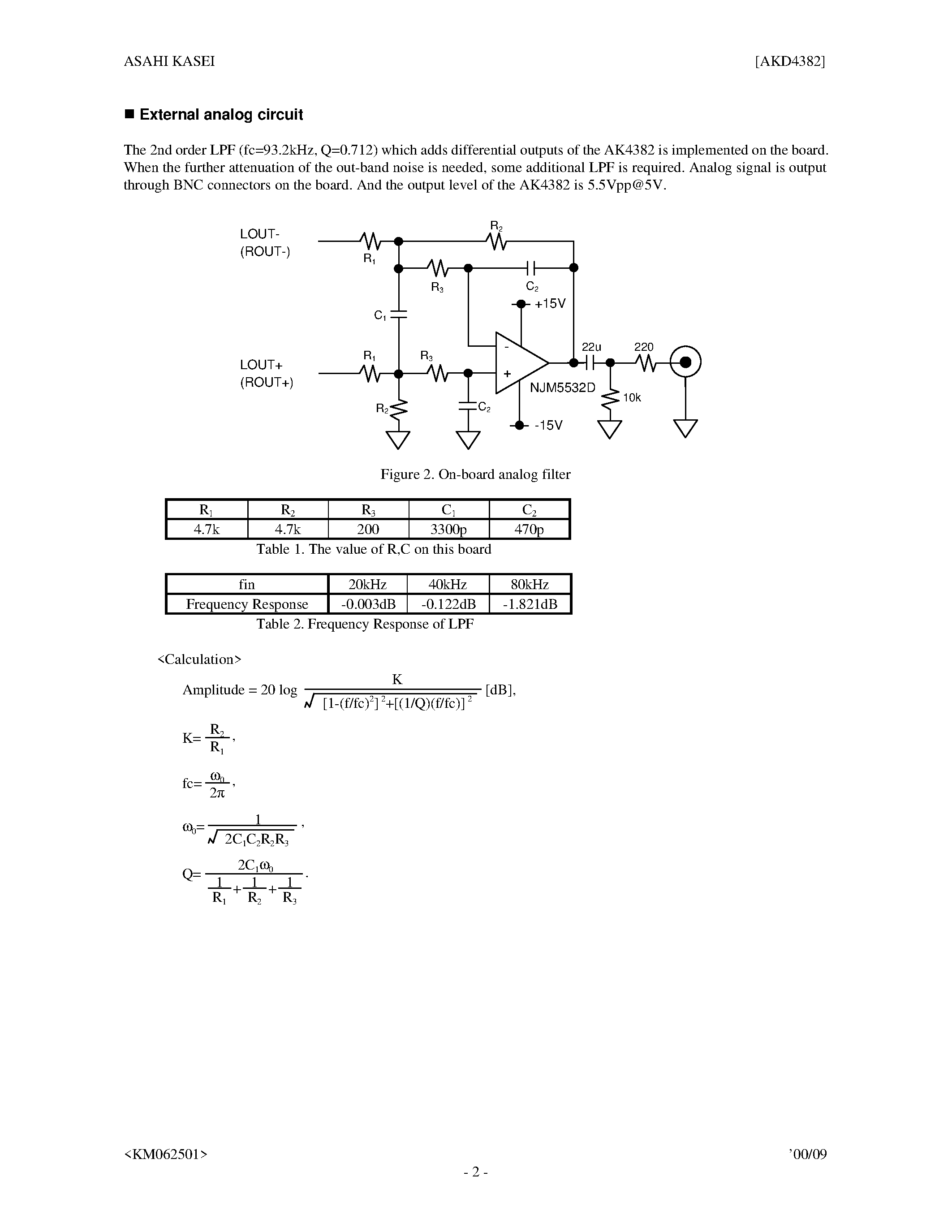 Datasheet AKD4382 - 112dB 192kHz 24-BIT SCH DAC page 2