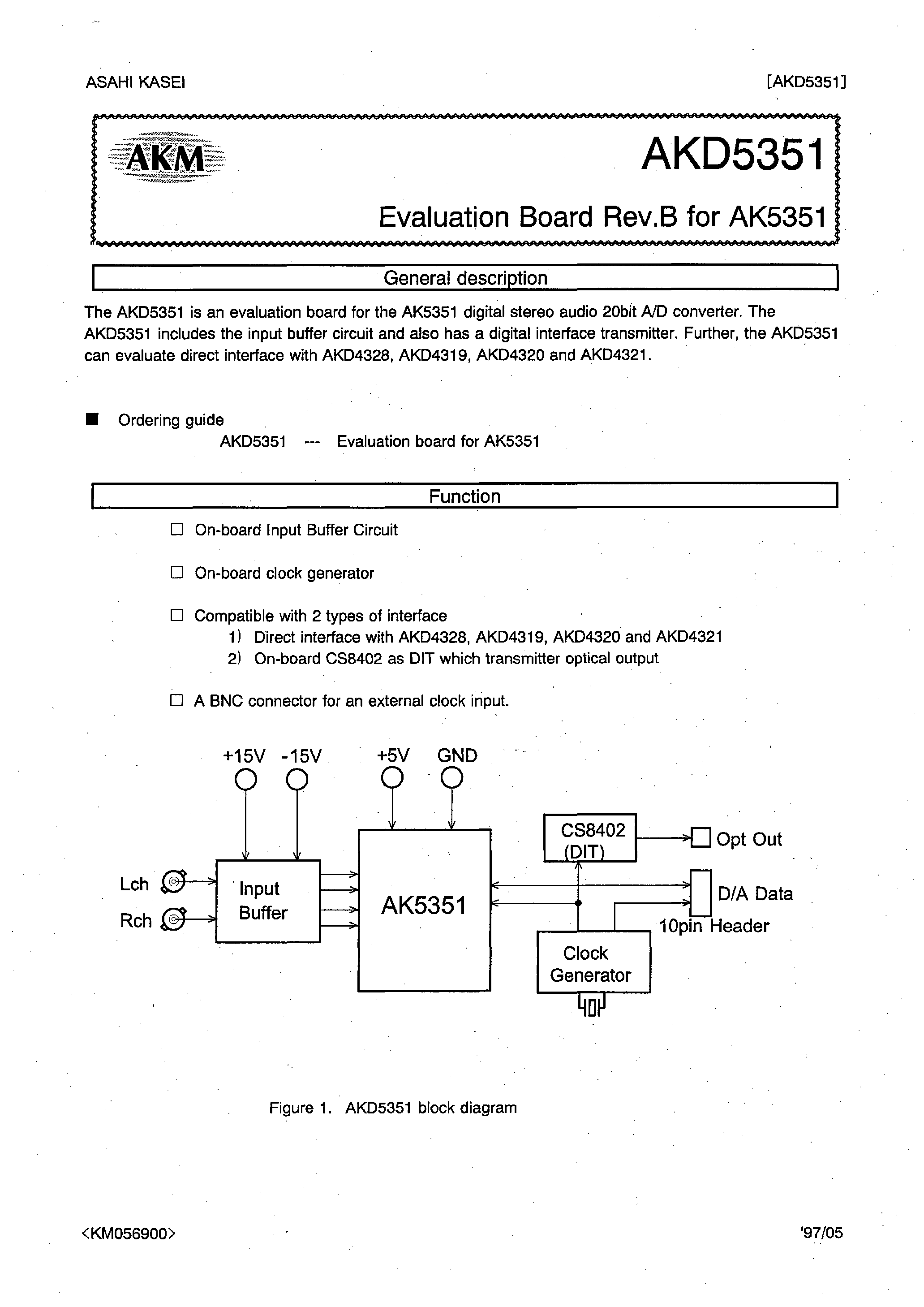 Datasheet AKD5351 - 96kHz Sampling 20bit ADC page 1
