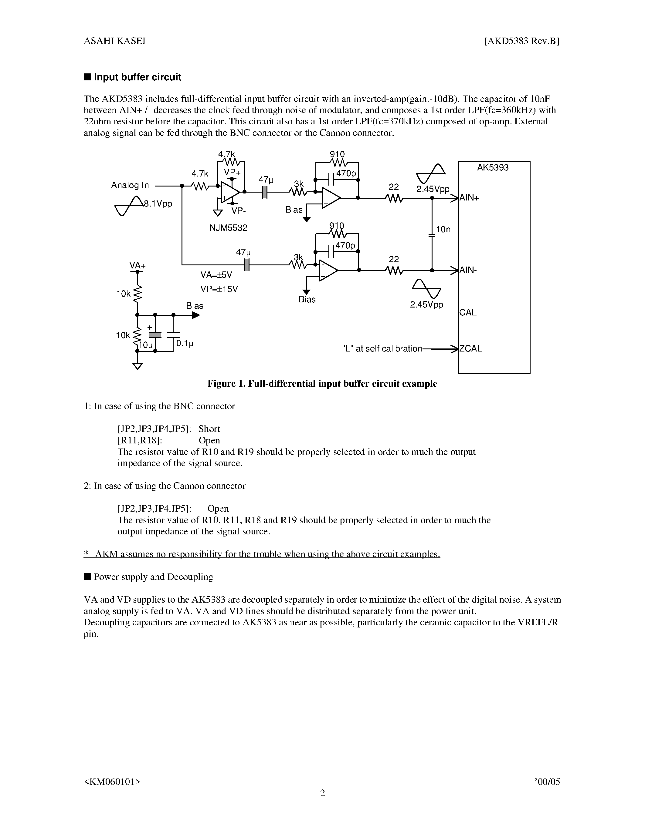 Datasheet AKD5383 - Enhanced Dual bit 96 kHz 24-bit ADC page 2