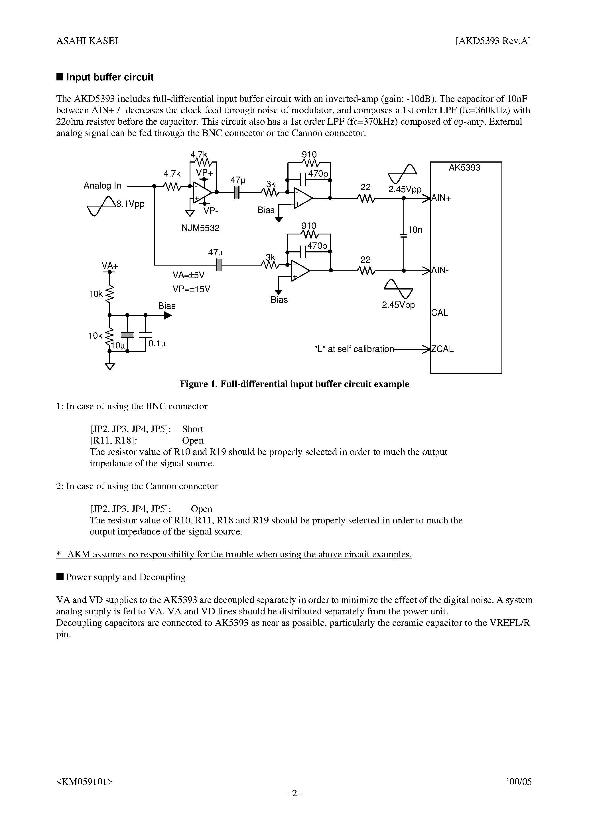 Datasheet AKD5393 - Enhanced Dual bit 96 kHz 24-bit ADC page 2