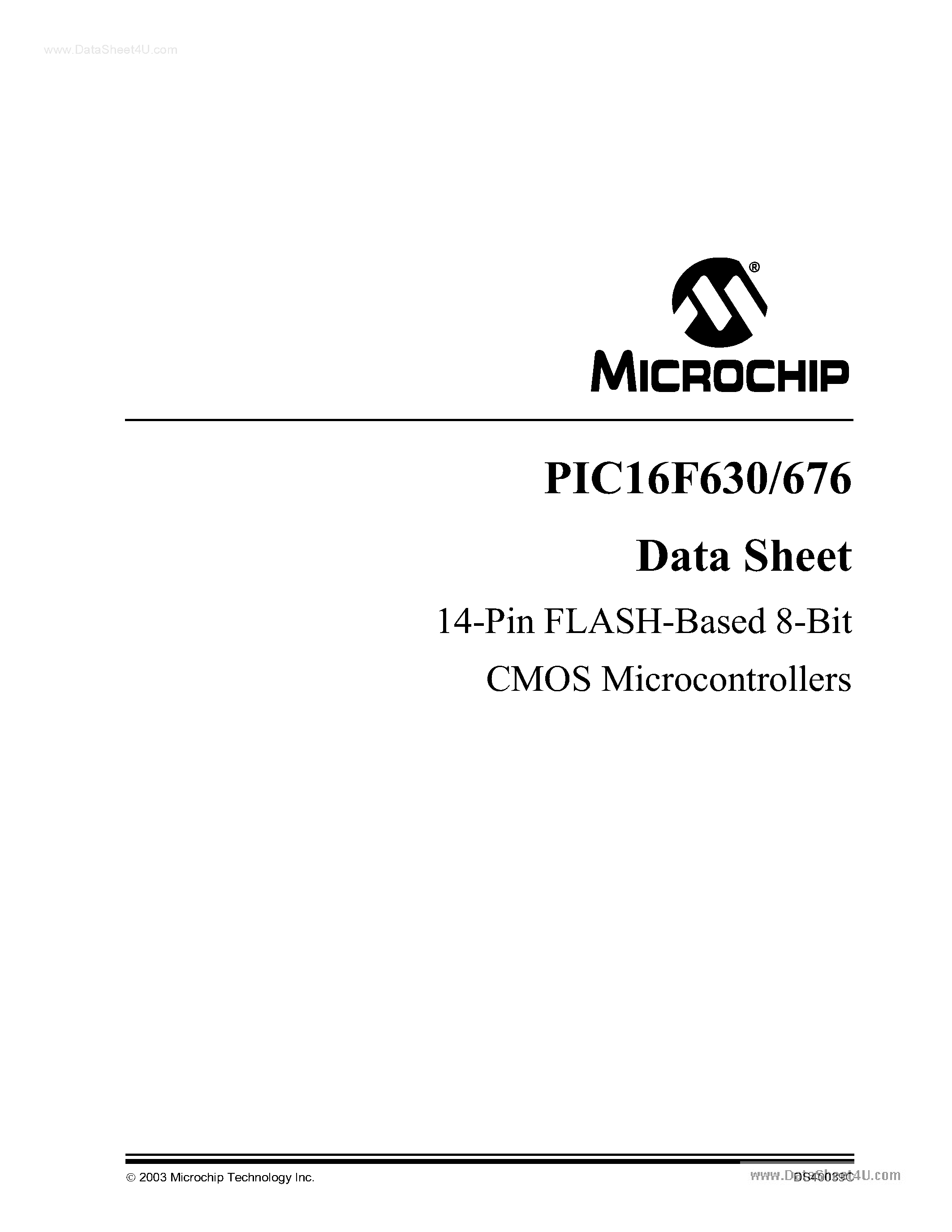 Даташит на микросхему 16F630 страница 1 Даташит 16F630 - 14-Pin FLASH-Based 8-Bit CMOS Microcontrollers страница 1