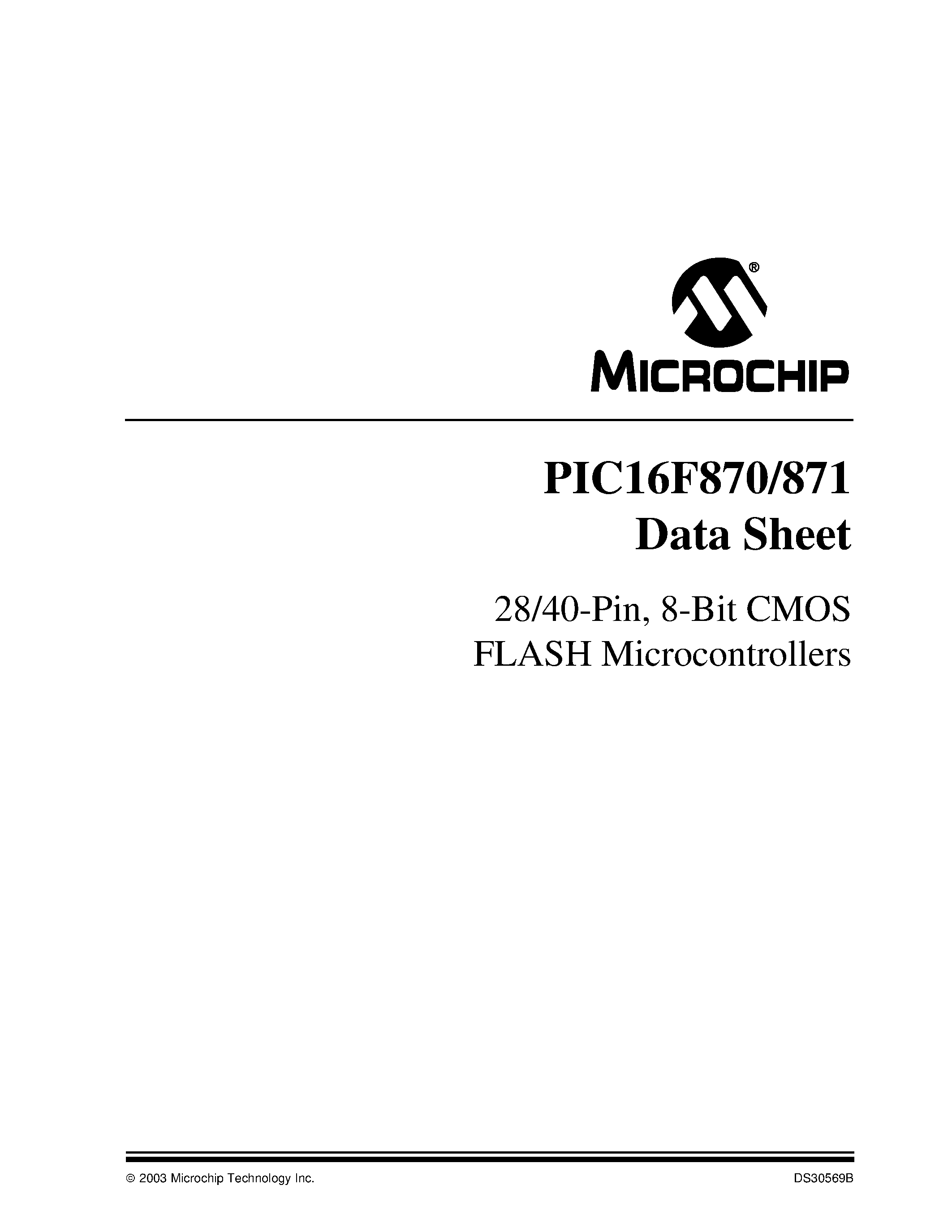 Даташит на микросхему 16F871 страница 1 Даташит 16F871 - 28/40-Pin 8-Bit CMOS FLASH Microcontrollers страница 1