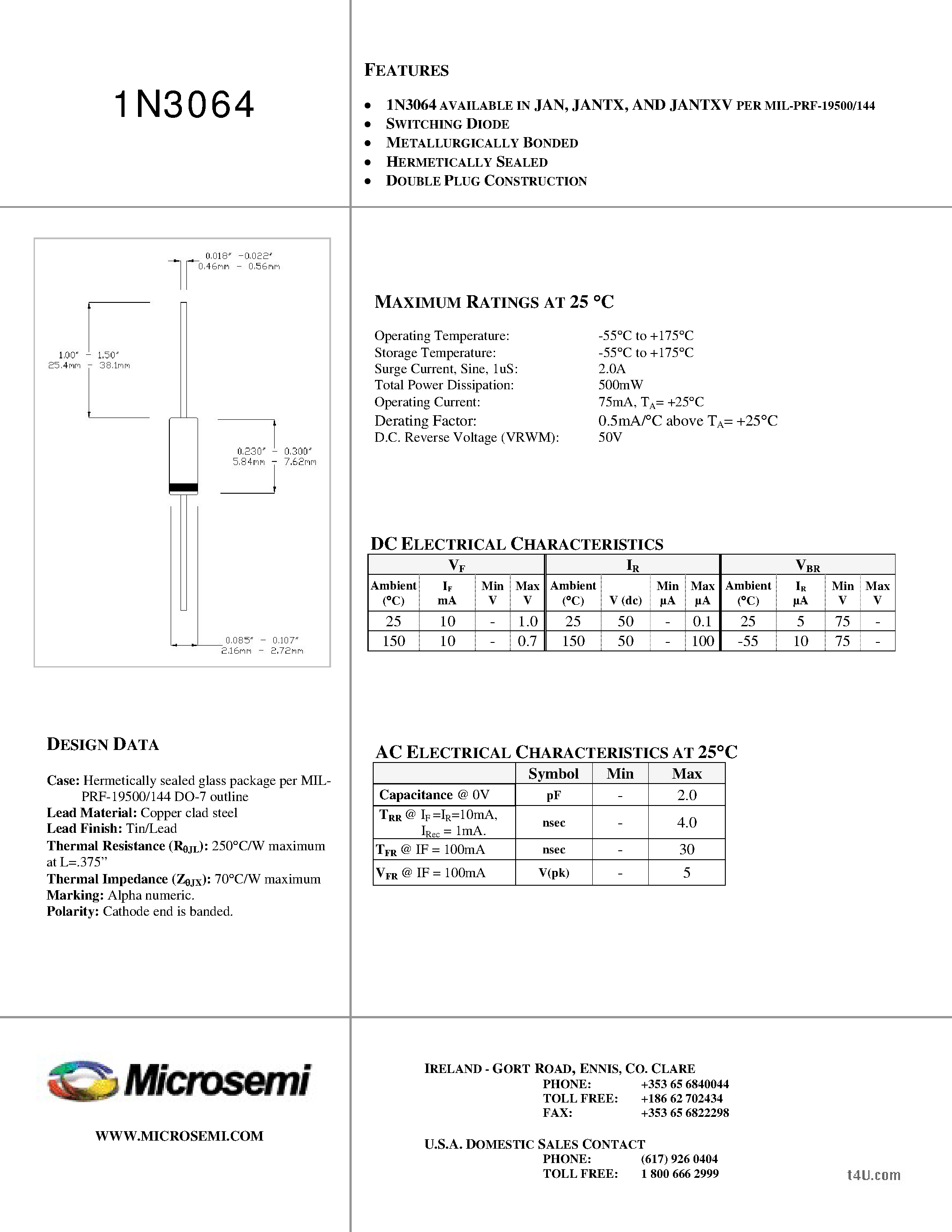 Даташит 1N3064 - COMPUTER DIODE Switching страница 1