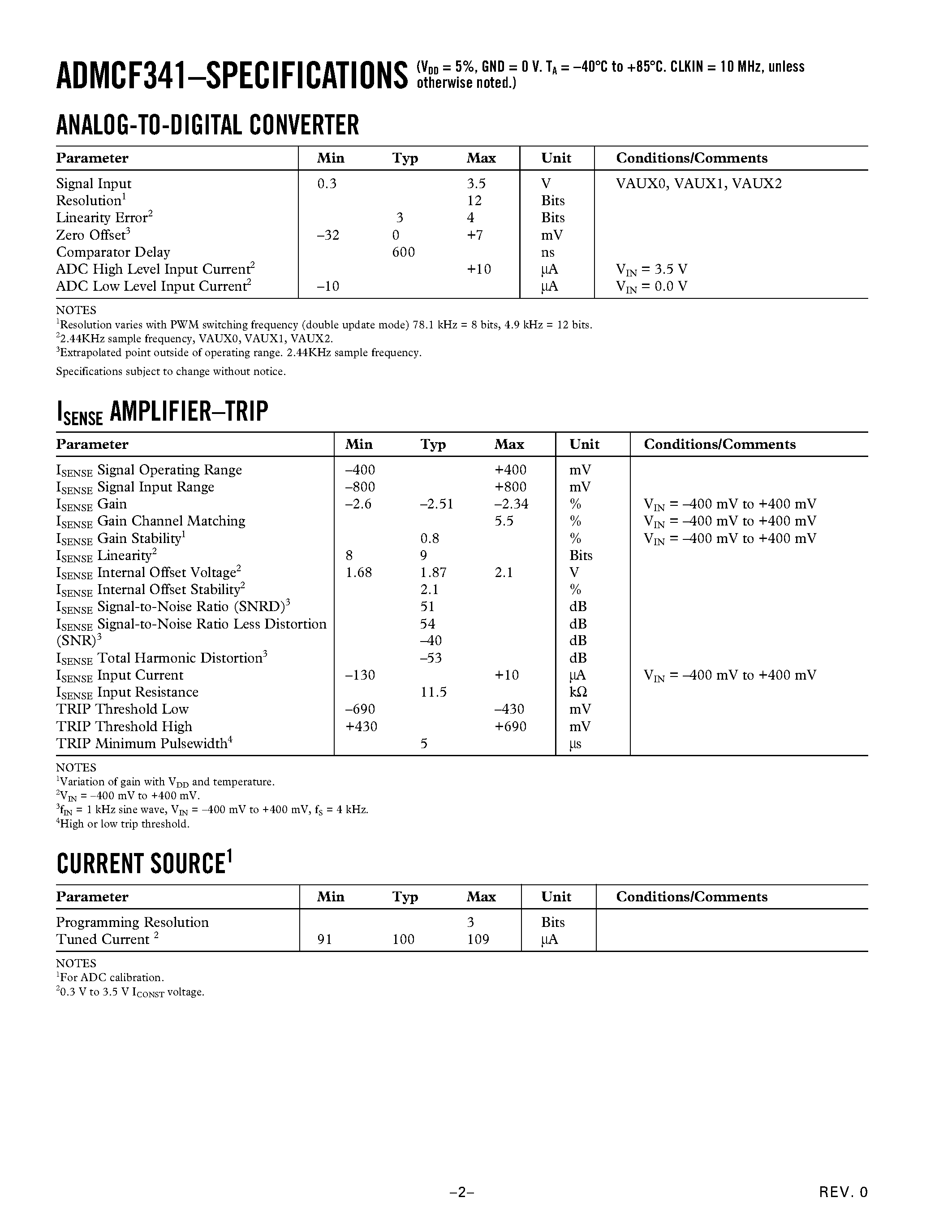 Datasheet ADMCF341-EVALKIT - DashDSP 28-Lead Flash Mixed-Signal DSP with Enhanced Analog Front End page 2