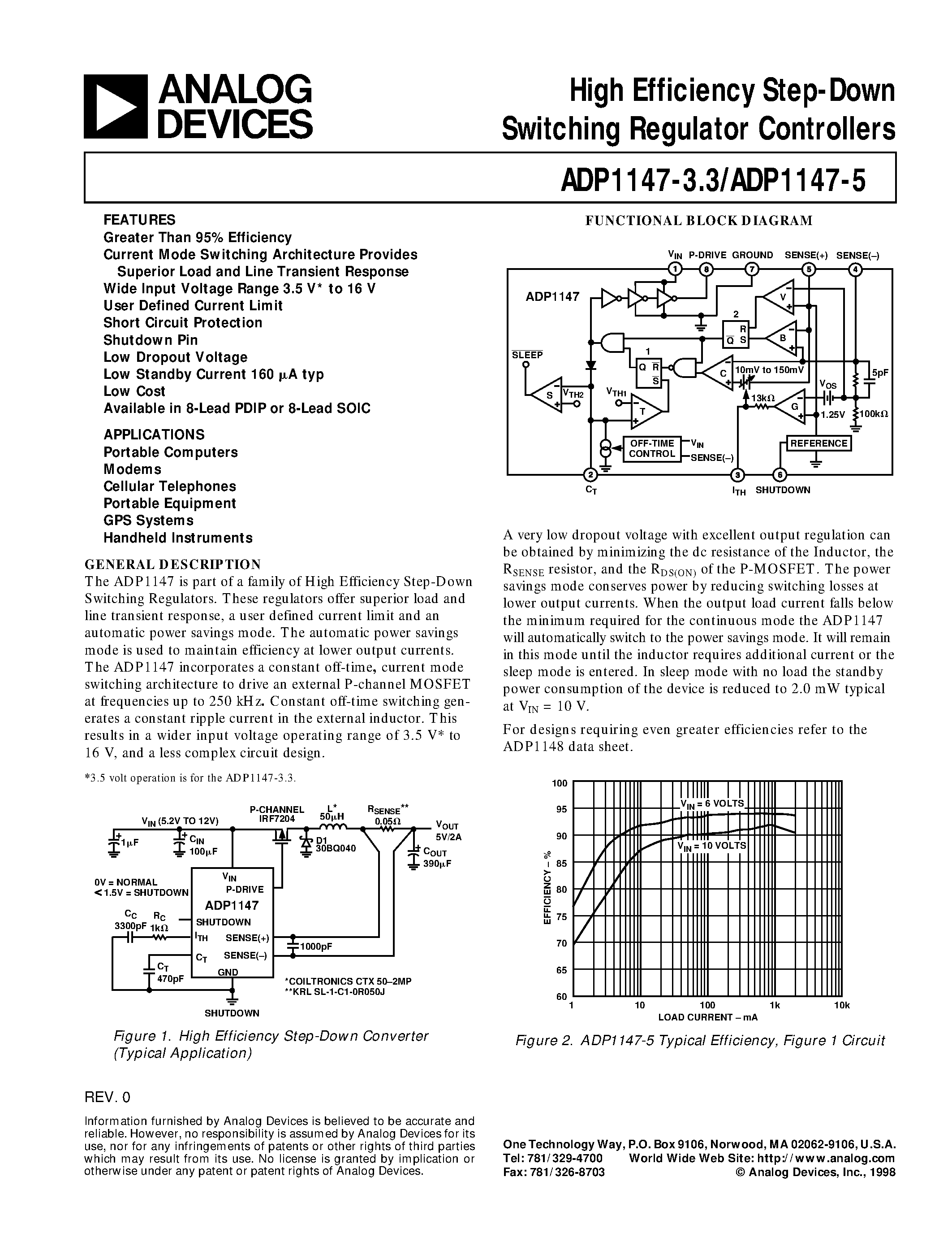 Datasheet ADP1147AN-5 - High Efficiency Step-Down Switching Regulator Controllers page 1