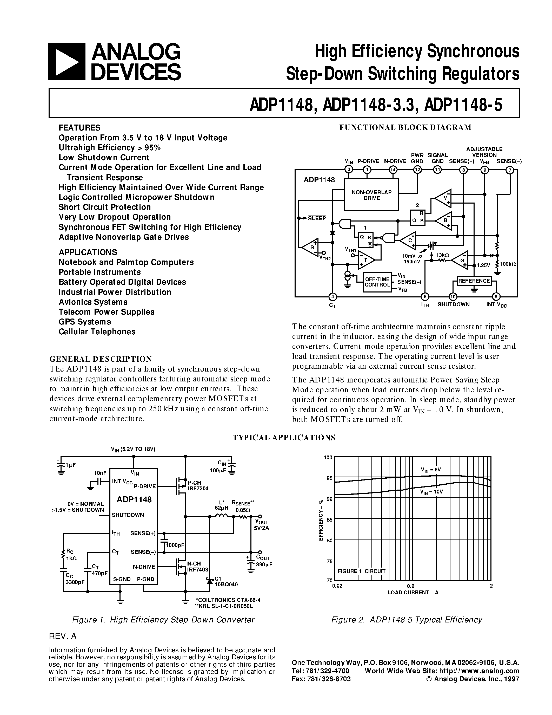 Datasheet ADP1148AR - High Efficiency Synchronous Step-Down Switching Regulators page 1