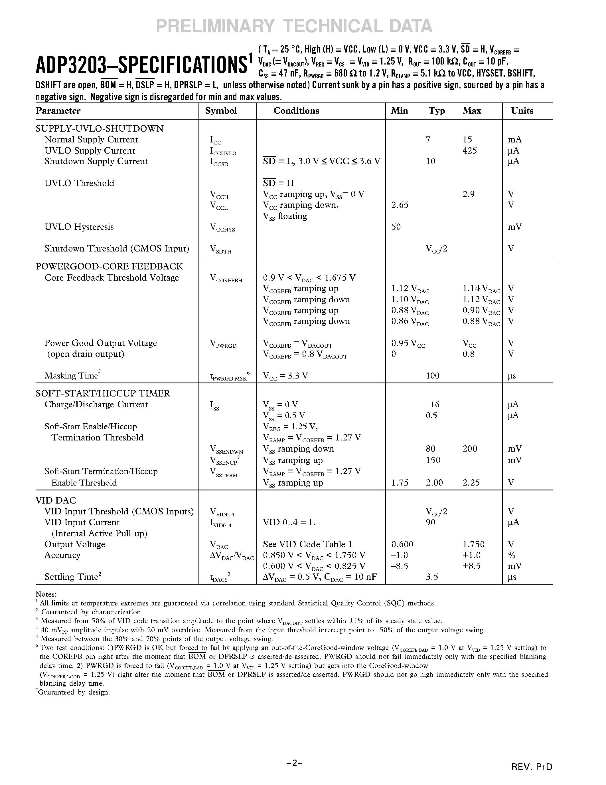 Datasheet ADP3203JRU-085-RL - 2-Phase IMVP-II & IMVP-III Core Controller for Mobile CPUs page 2