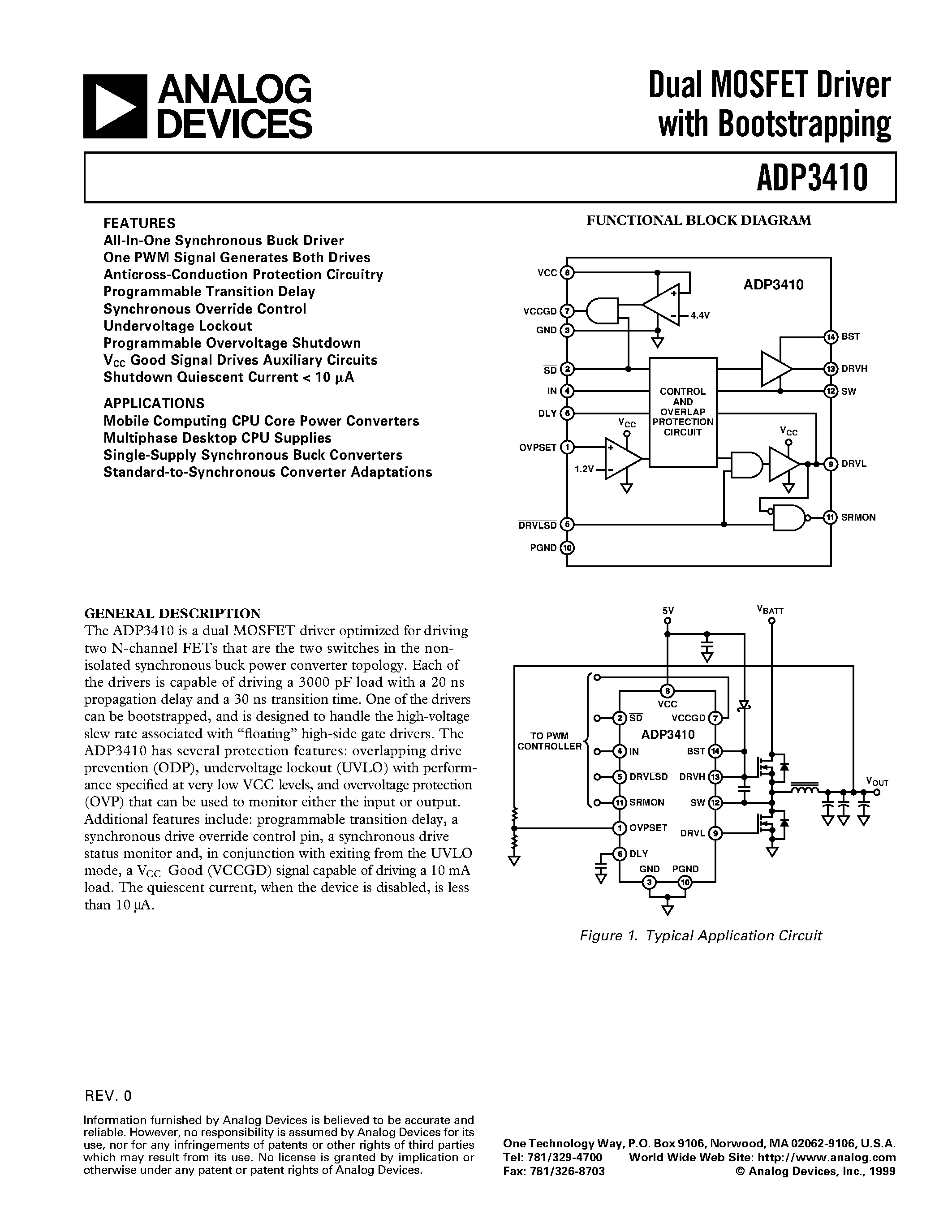 Даташит ADP3410 - Dual MOSFET Driver with Bootstrapping страница 1