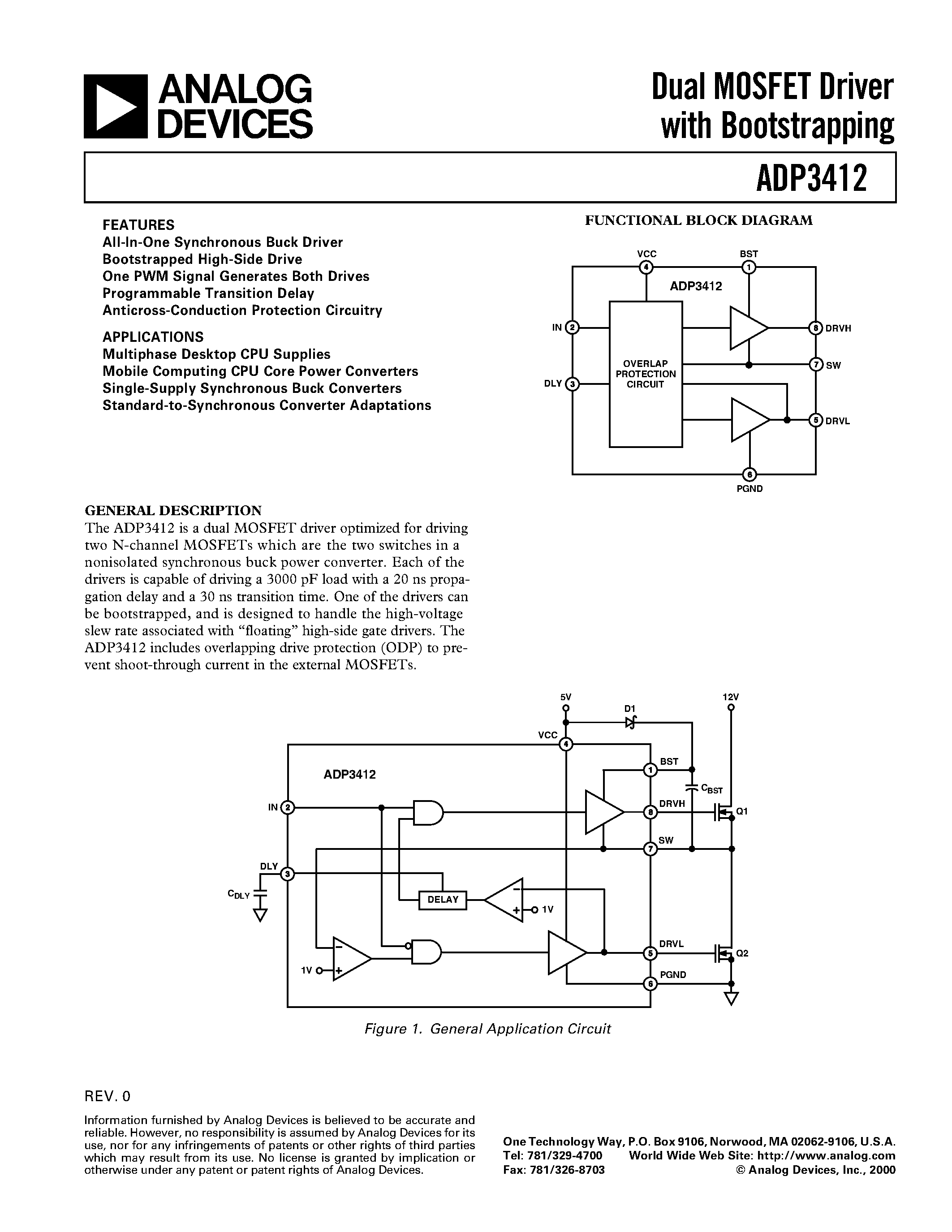 Даташит ADP3412 - Dual MOSFET Driver with Bootstrapping страница 1