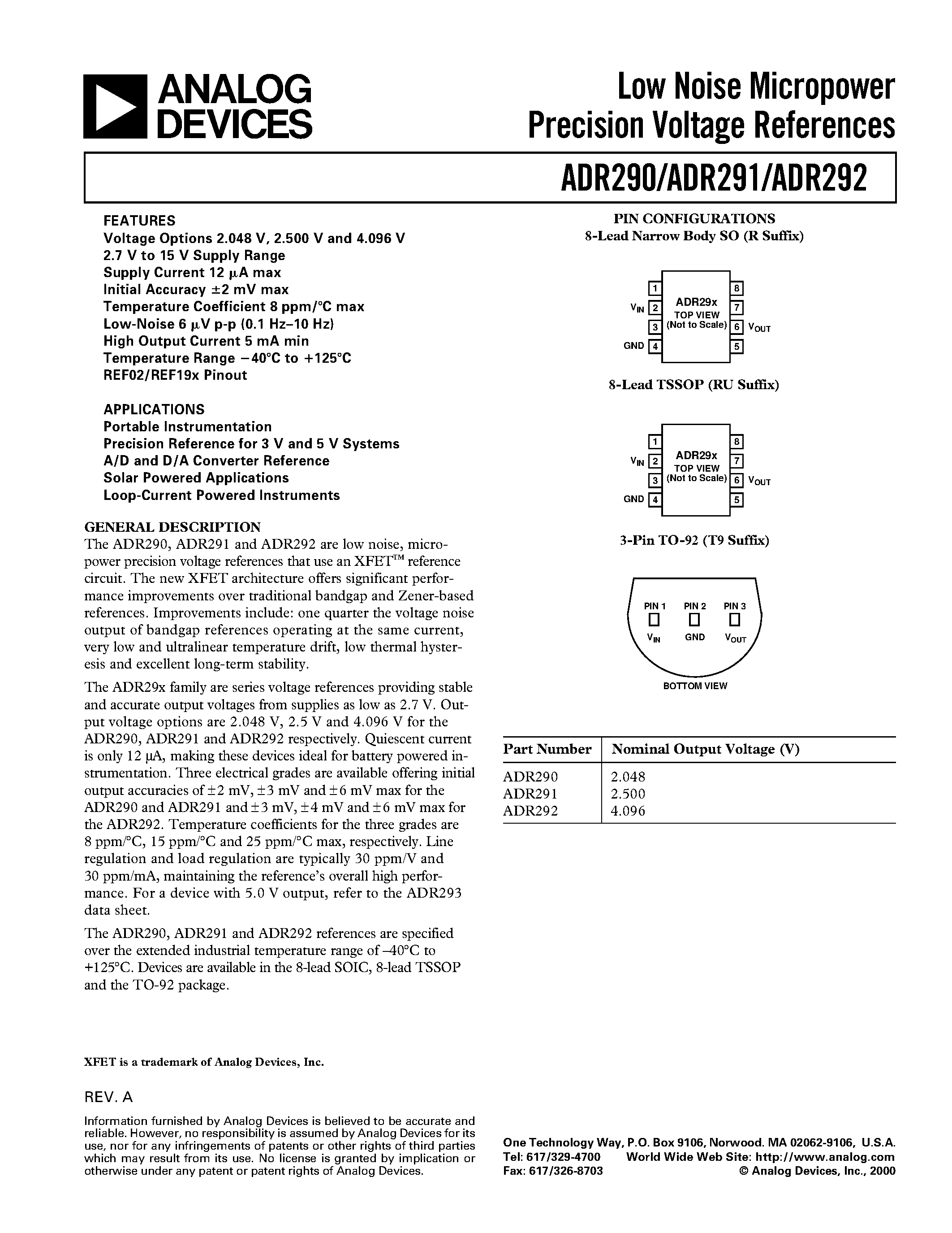 Даташит на микросхему ADR291GRU-REEL страница 1 Даташит ADR291GRU-REEL - Low Noise Micropower Precision Voltage References страница 1