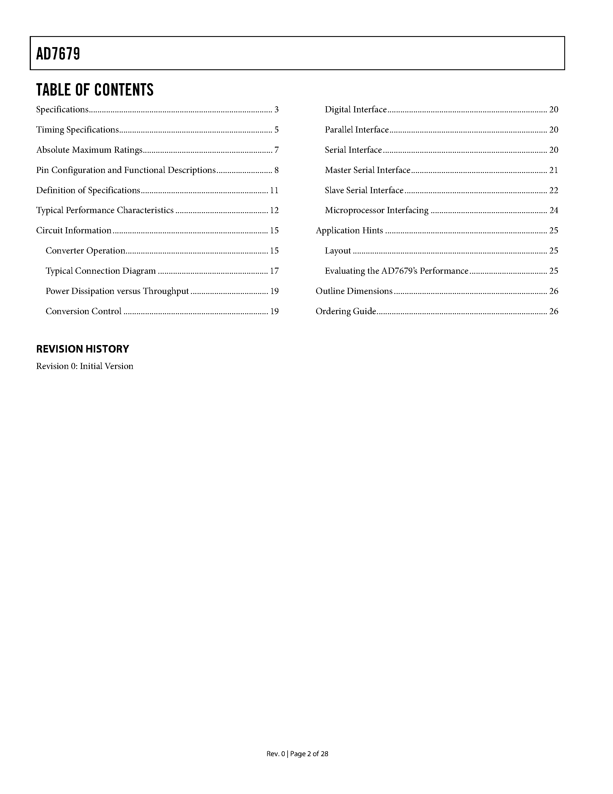 Datasheet AD7674 page 2 Datasheet AD7674 - 18-Bit/ 2.5 LSB INL/ 570 kSPS SAR ADC page 2