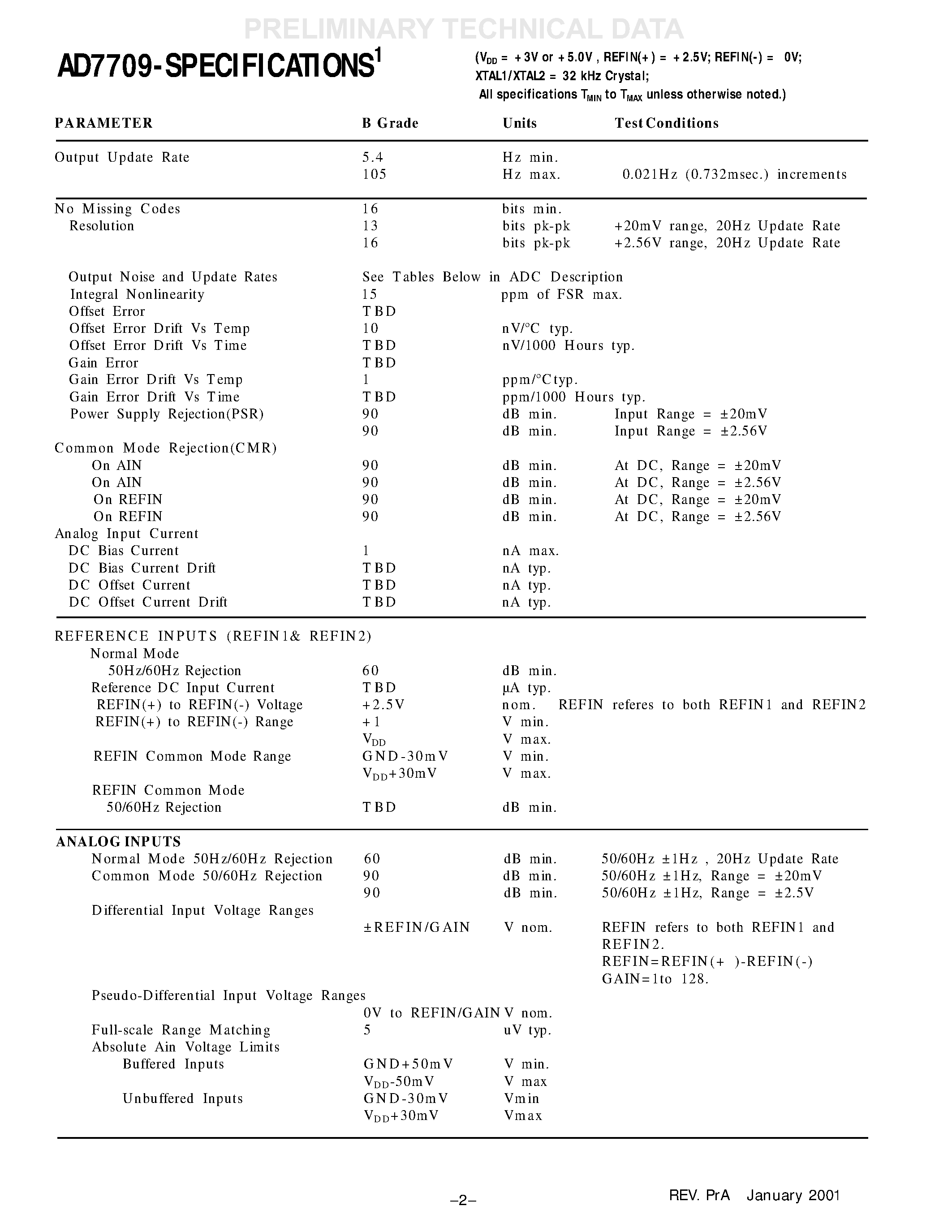 Даташит AD7709BR - 16-Bit Sigma Delta ADC with Current Sources/ Switchable Reference Inputs and I/O Port страница 2