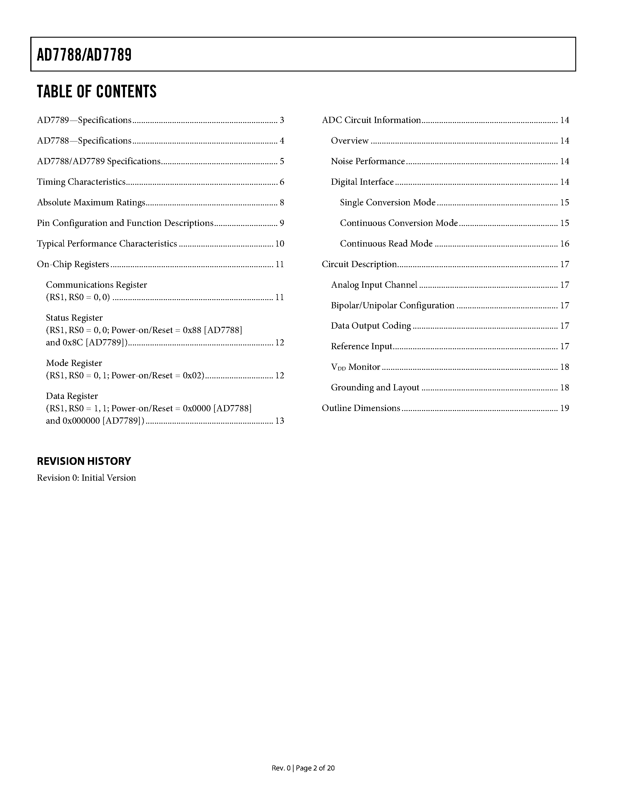 Datasheet AD7789BRM - Low Power/ 16-/24-Bit Sigma-Delta ADC page 2