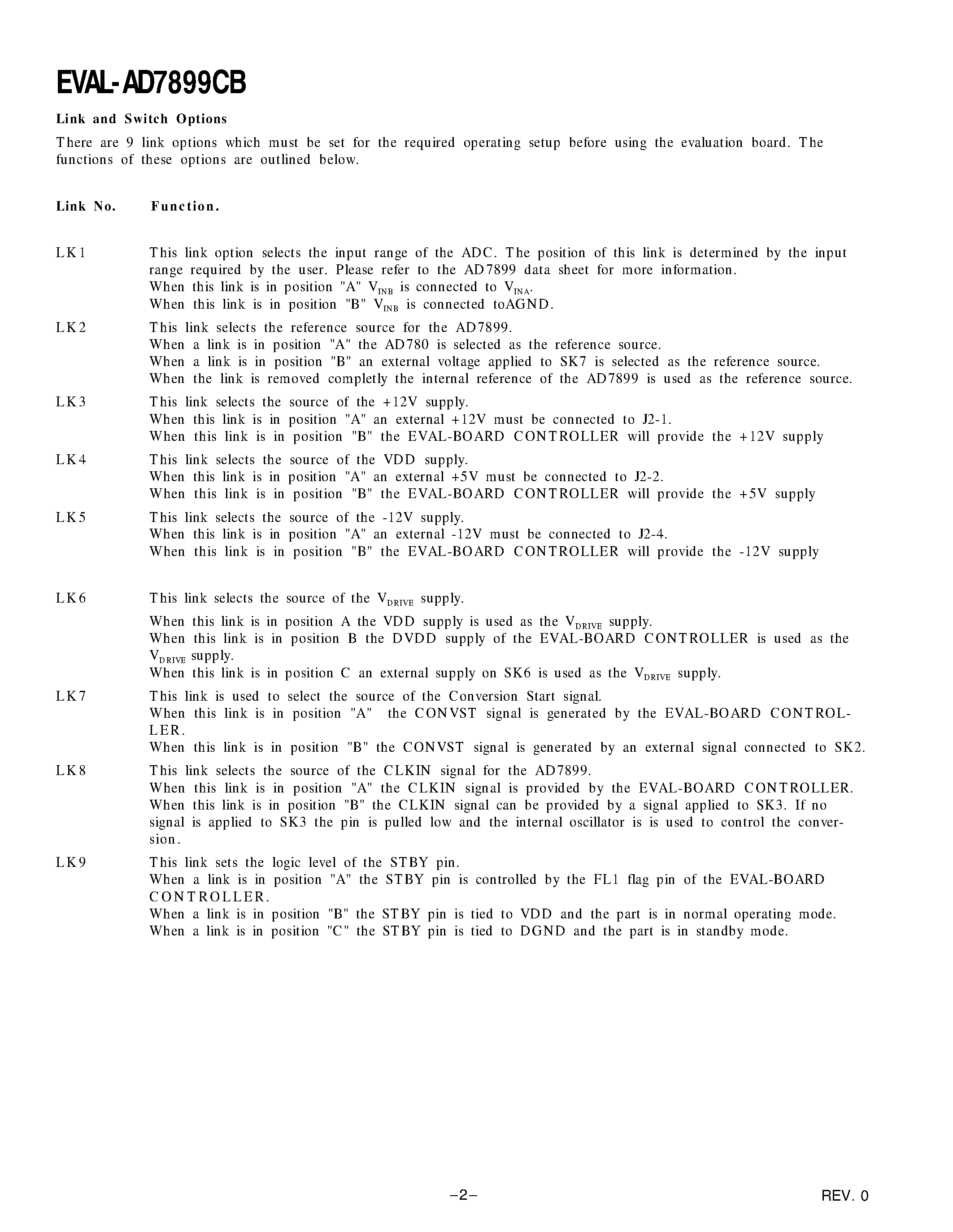 Даташит AD7899 - Evaluation Board for 5V/ 12-Bit/ Serial 220kSPS ADC in 8-Pin Package страница 2