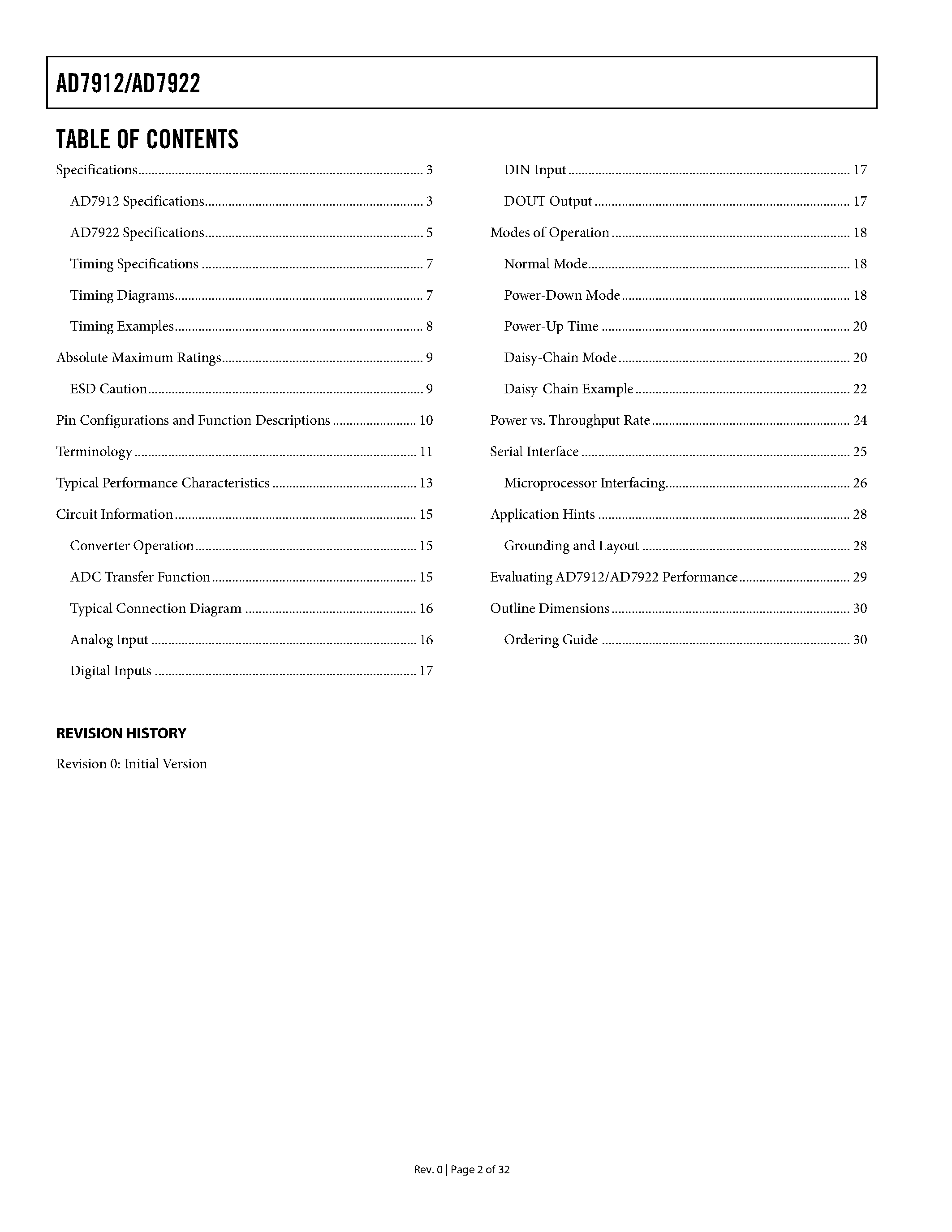 Datasheet AD7922 - 2-Channel/ 2.35 V to 5.25 V/ 1 MSPS/ 10-/12-Bit ADCs page 2