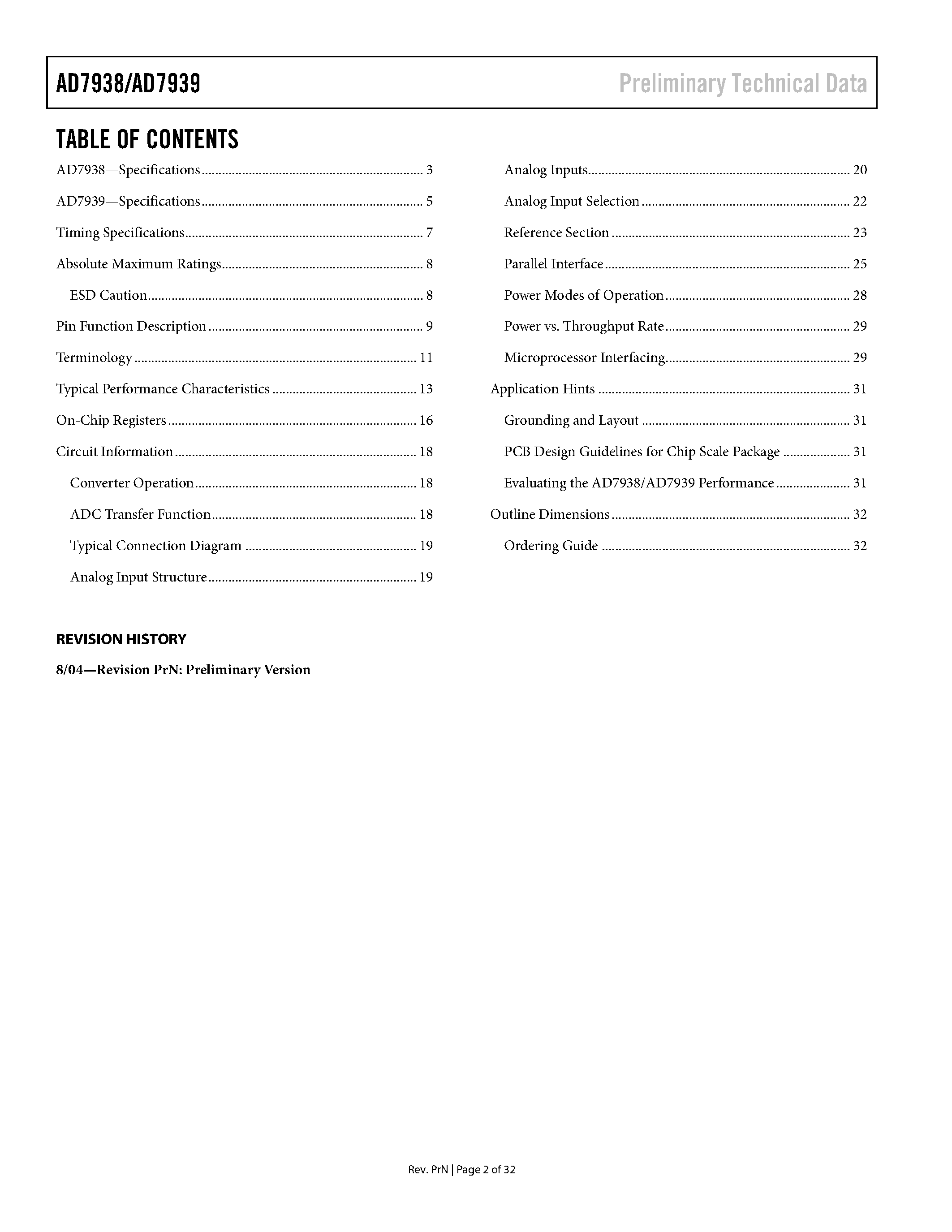 Datasheet AD7939BCP - 8-Channel/ 1.5 MSPS/ 12-Bit and 10-Bit Parallel ADCs with a Sequencer page 2