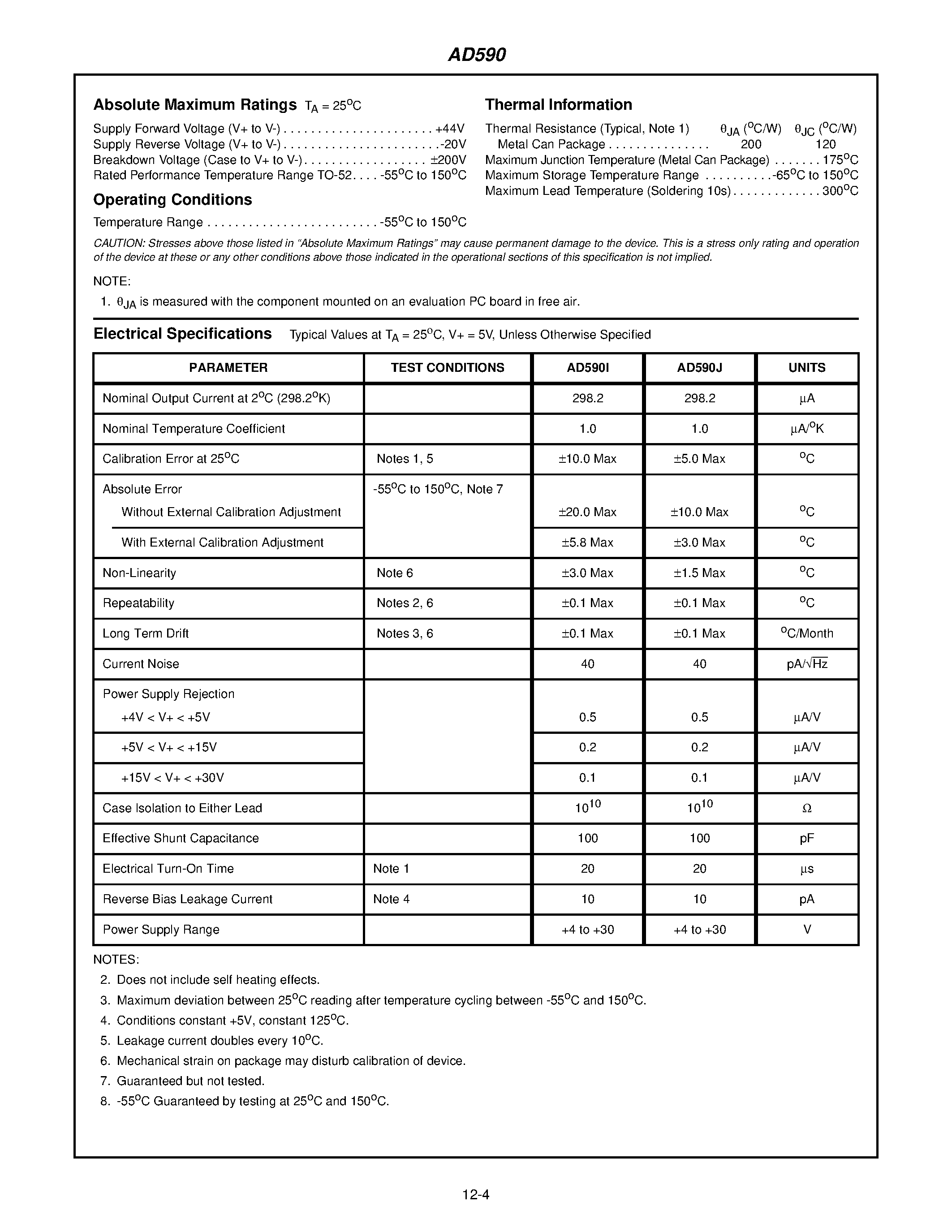 Даташит на микросхему AD590 страница 2 Даташит AD590 - 2-Wire/ Current Output Temperature Transducer страница 2