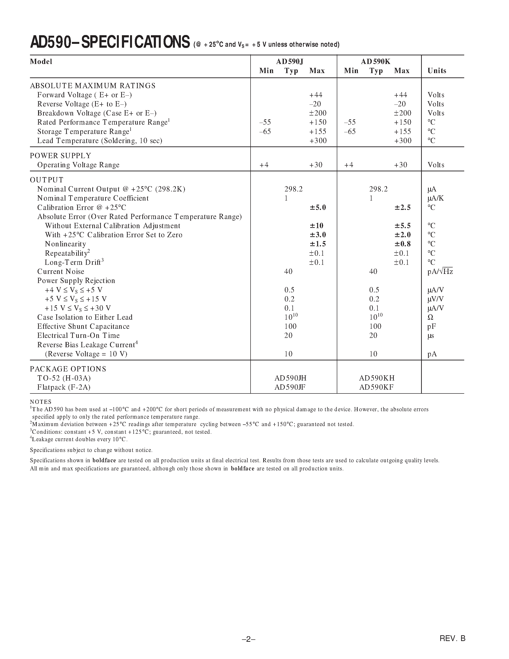 Даташит AD590JH - Two-Terminal IC Temperature Transducer страница 2
