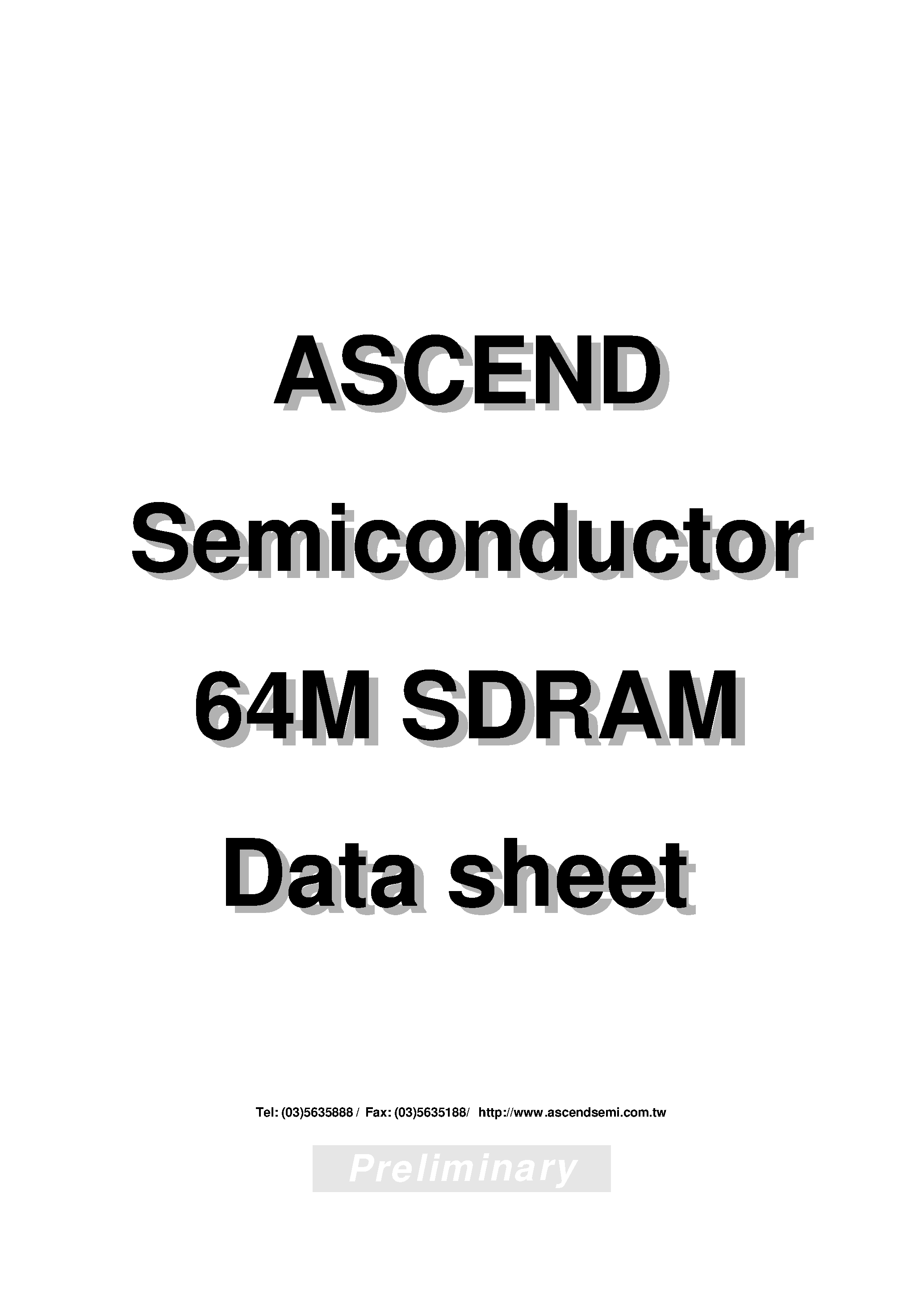 Datasheet AD484M1644VTA-10LI - Ascend Semiconductor Corporation(64Mb SDRAM) page 1