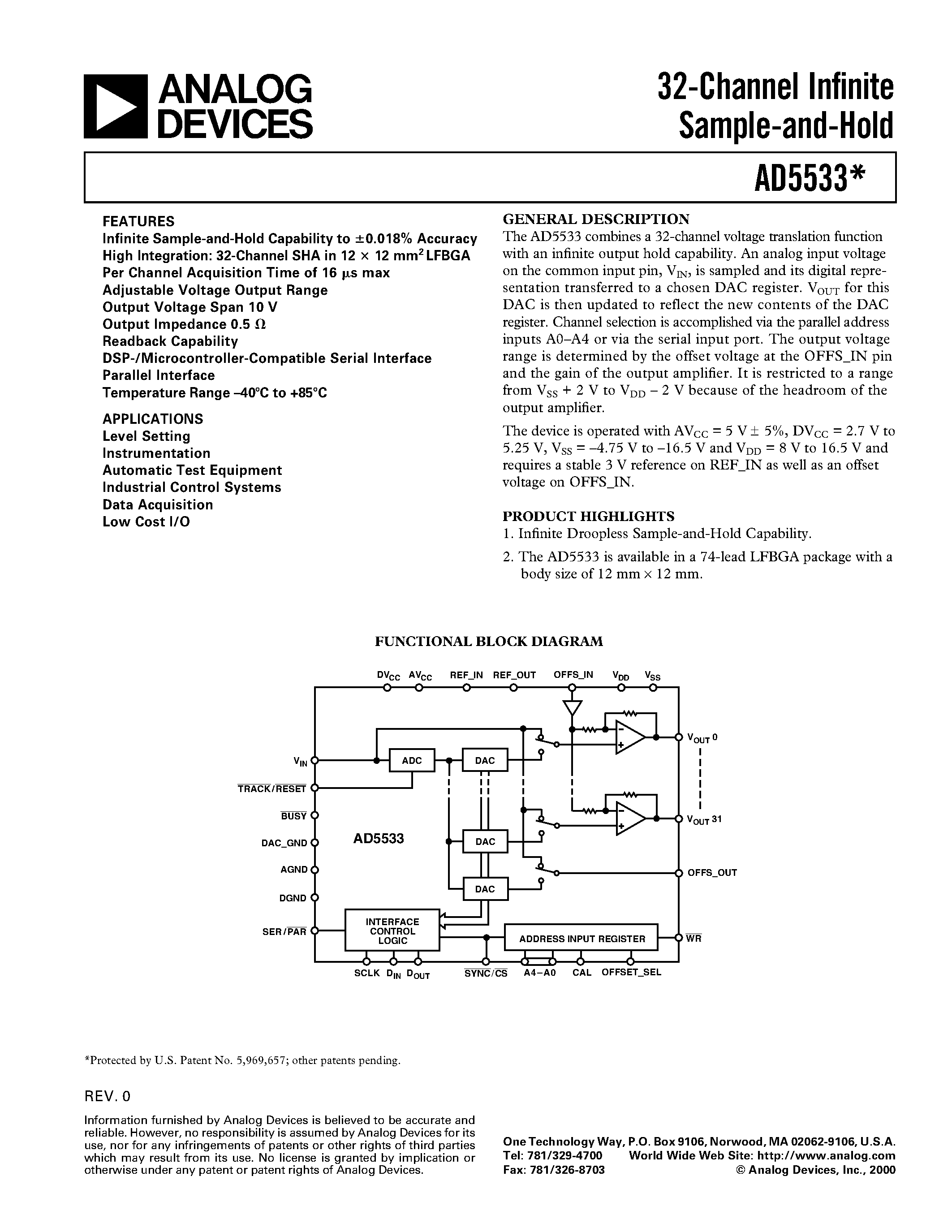 Даташит AD5532ABC-1 - 32-Channel Infinite Sample-and-Hold страница 1
